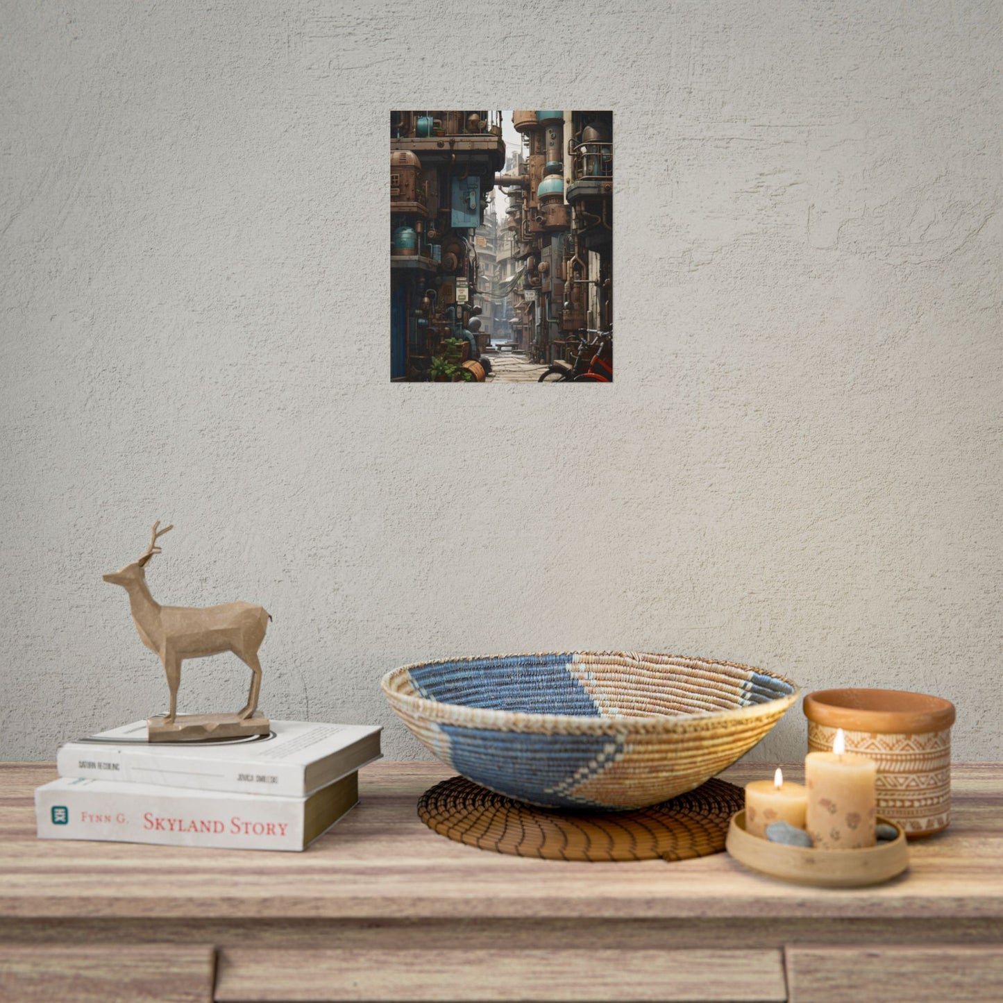 Steampunk Urban Decay: Post-Apocalyptic Cityscape at Dusk - Poster