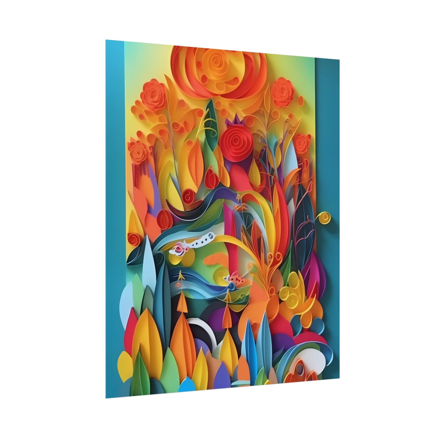 Colorful Quilled Indian Landscape Artwork - Poster