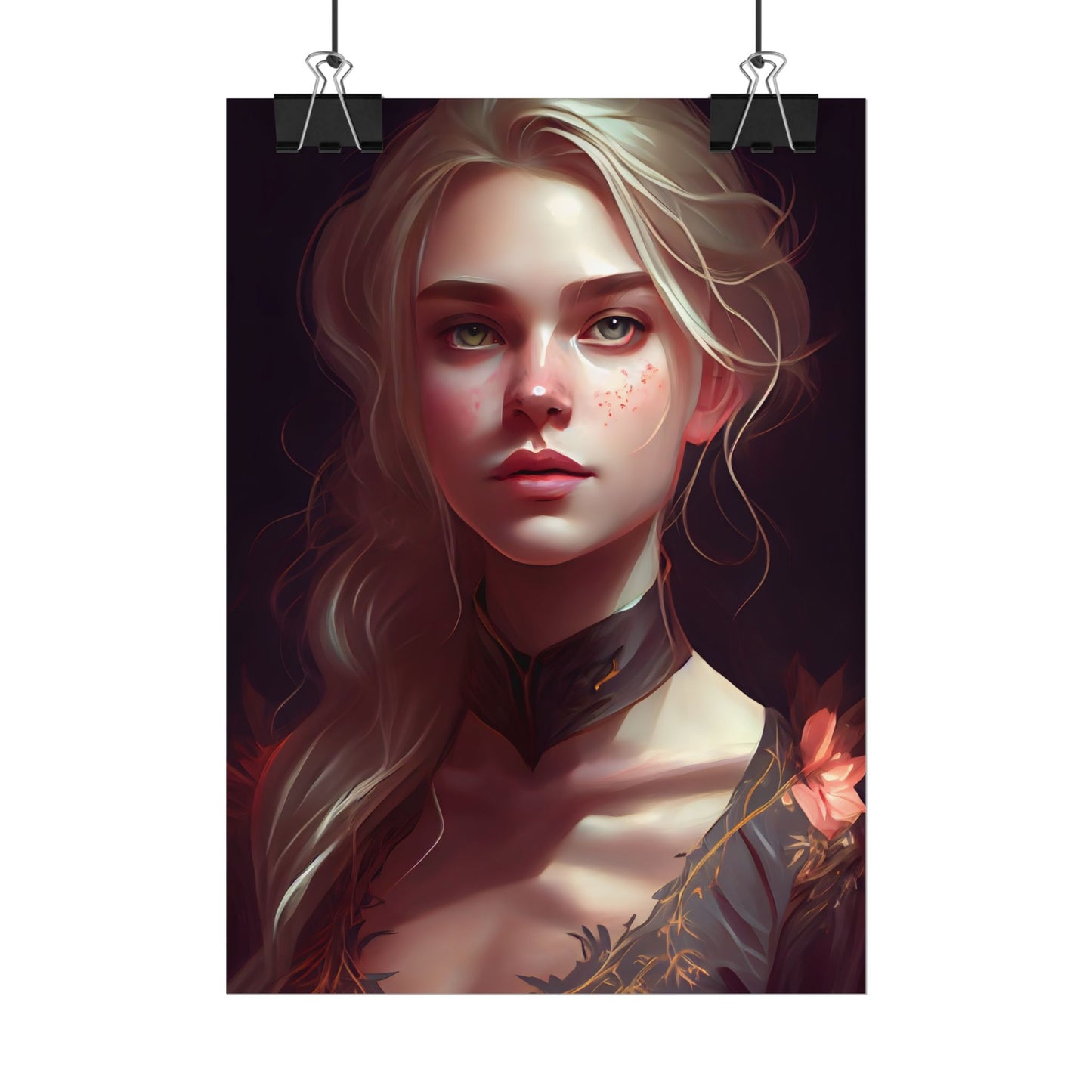 Astonishing Blonde Portrait: Artistic Beauty in Darkness - Poster