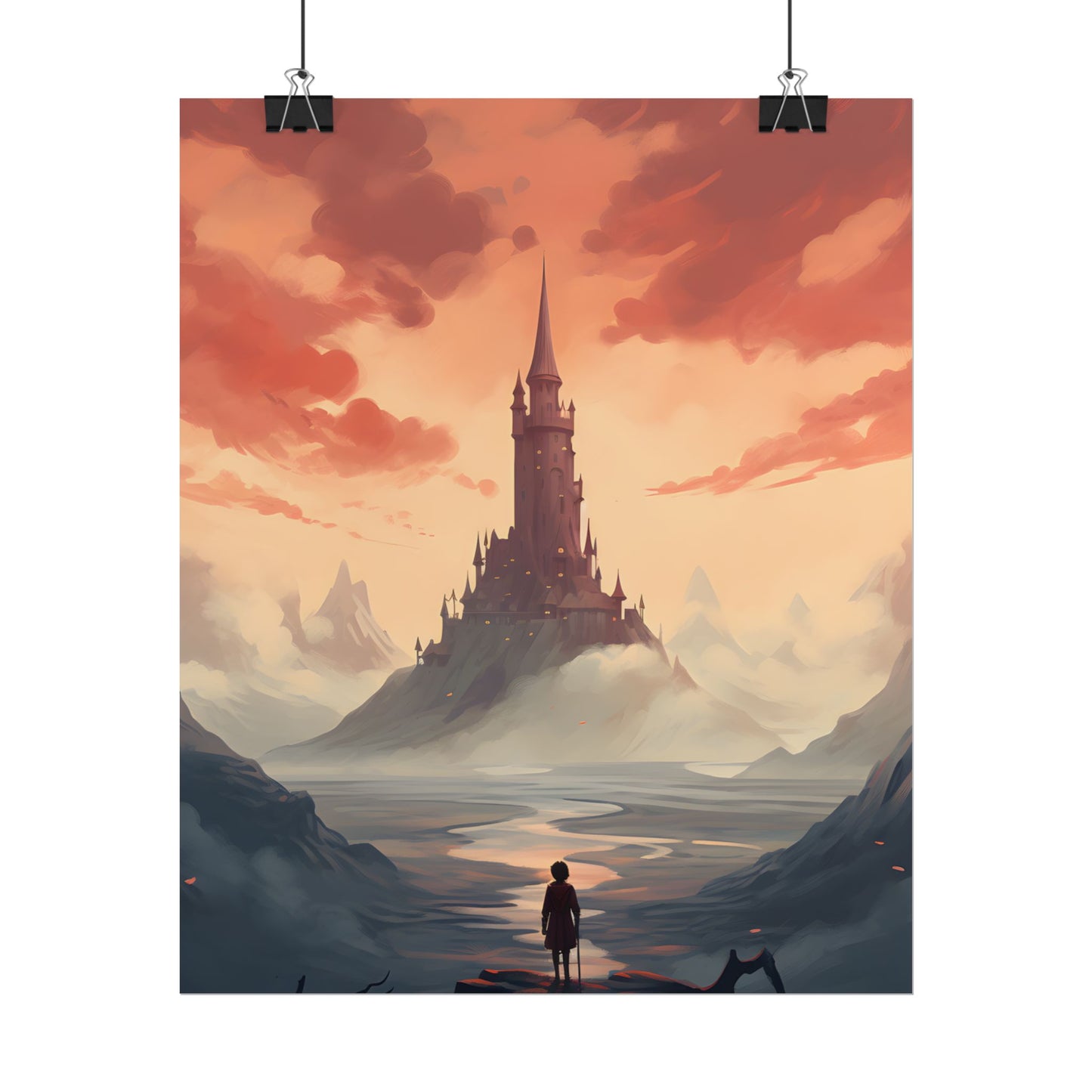 Winter Wonderland: Vibrant Snow-covered Scene with Cozy Red House - Poster