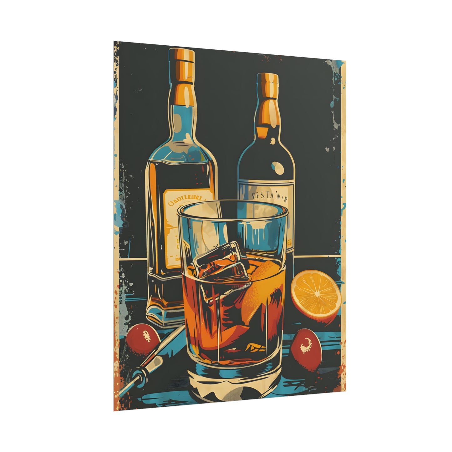 Vintage Cocktail Hour: Old-Fashioned Glass Artwork - Poster