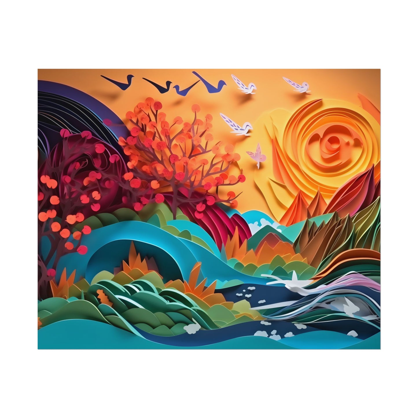 Magical Brown Flower: Quilled Paper Art - Poster