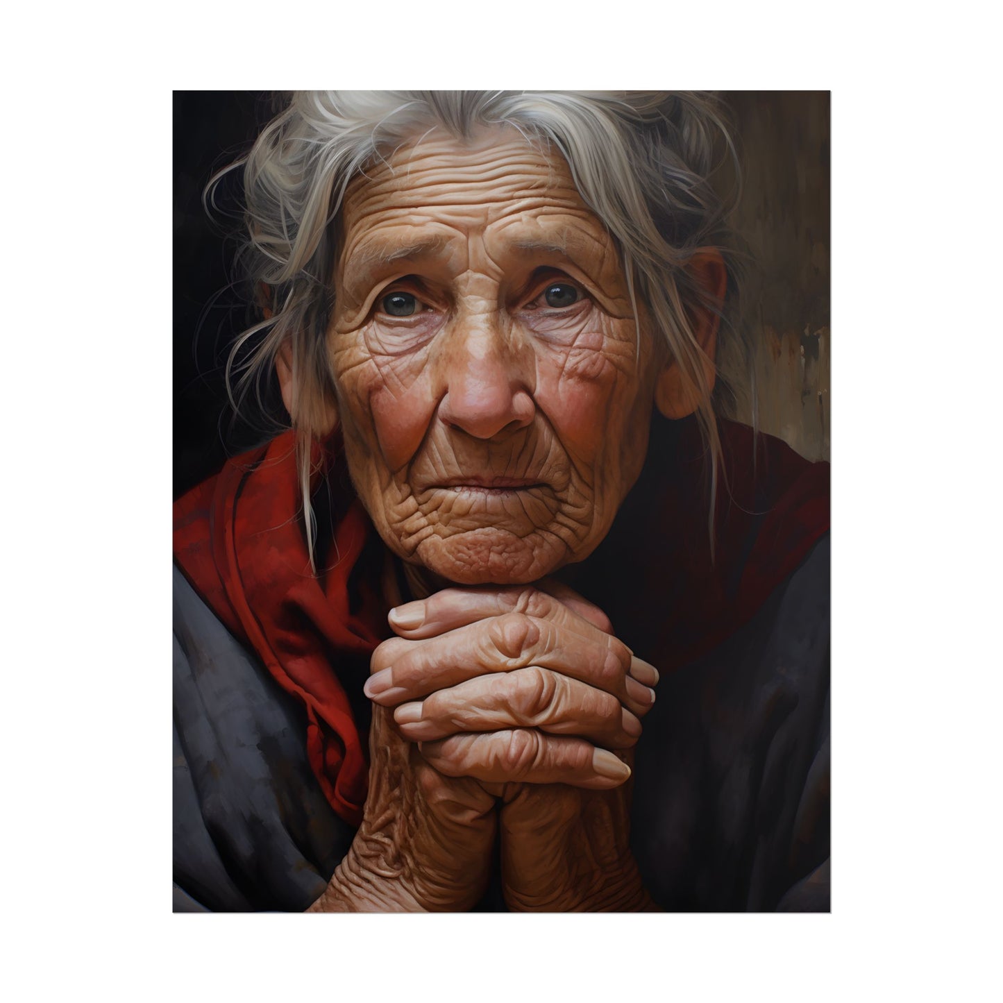 Wisdom in Age: Elderly Portrait Art - Poster