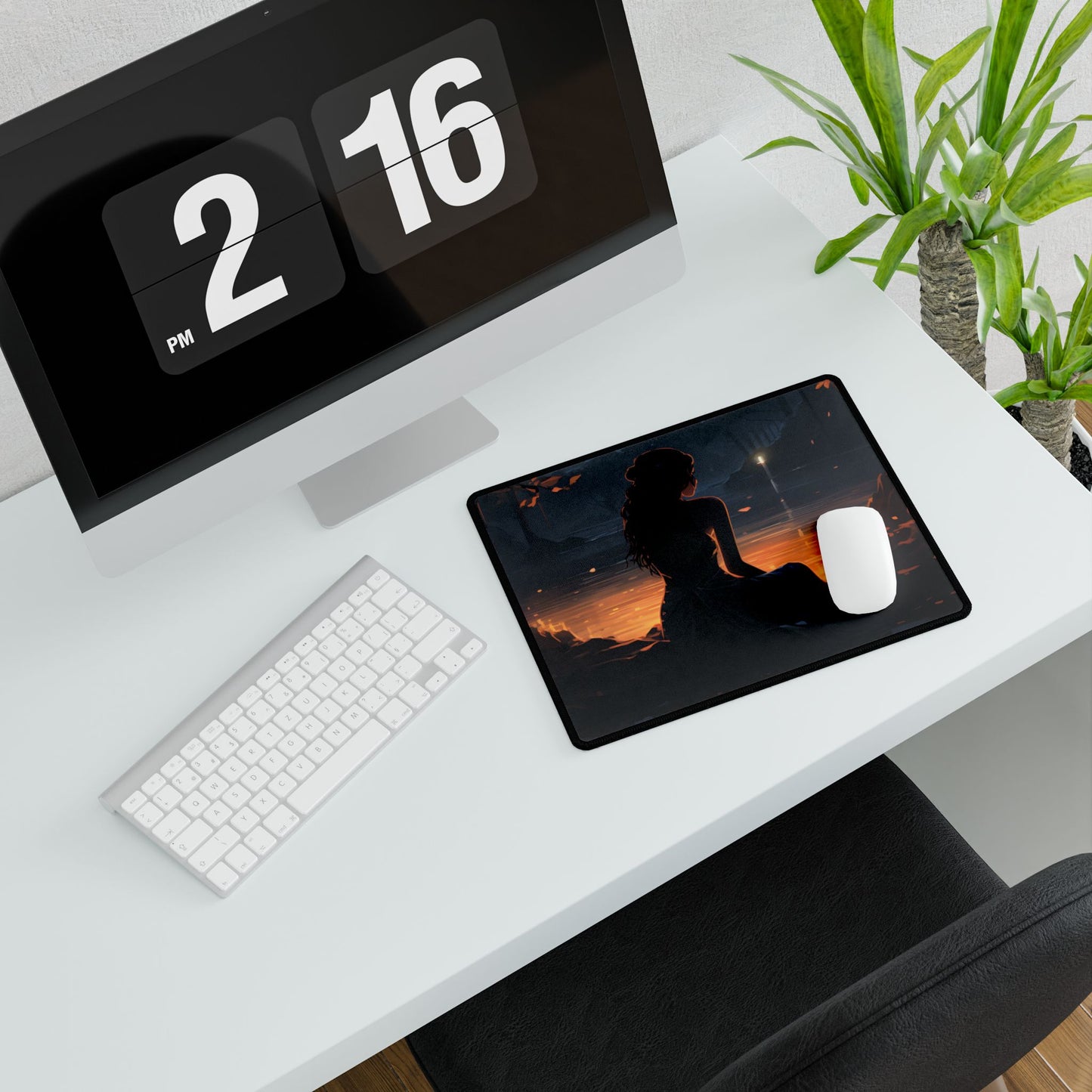Calm Ocean Beach Scene: Late Afternoon Peace - Desk Mat