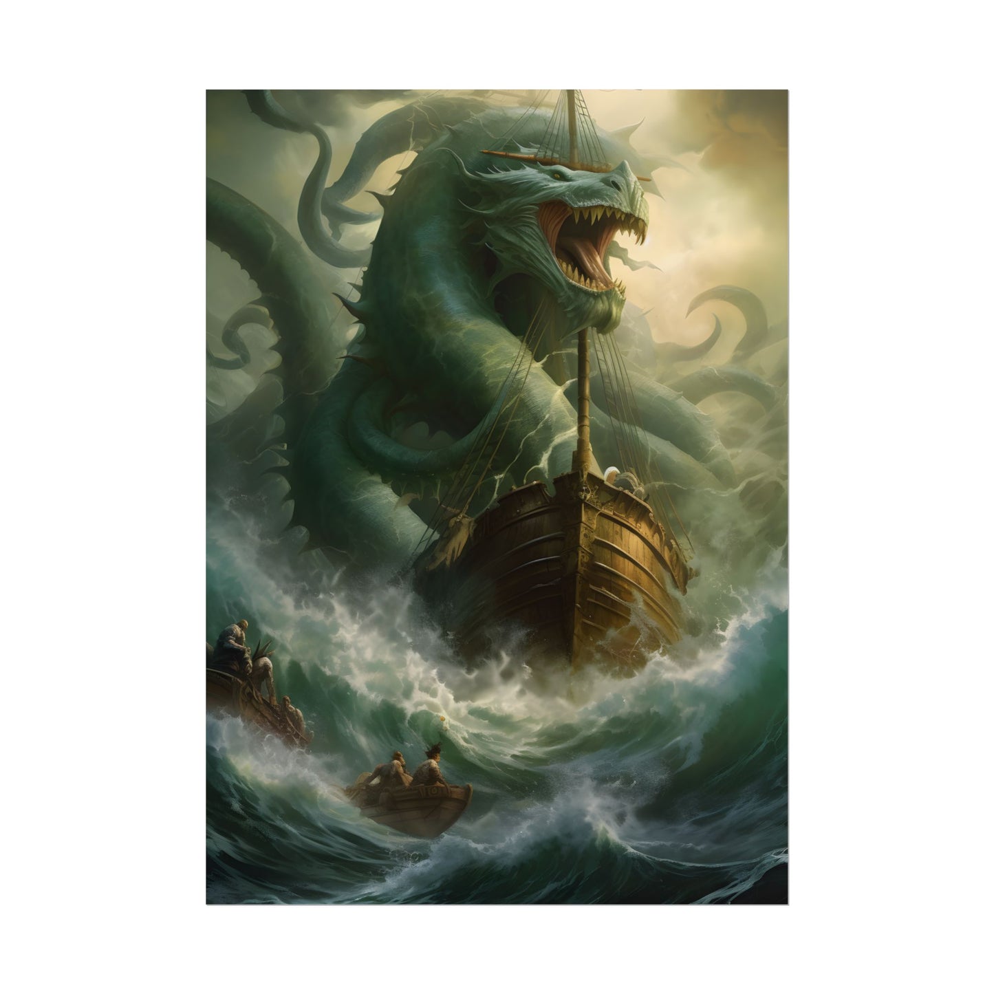 Ancient Mythical Sea Monsters: Prehistoric Marine Creature Art - Poster