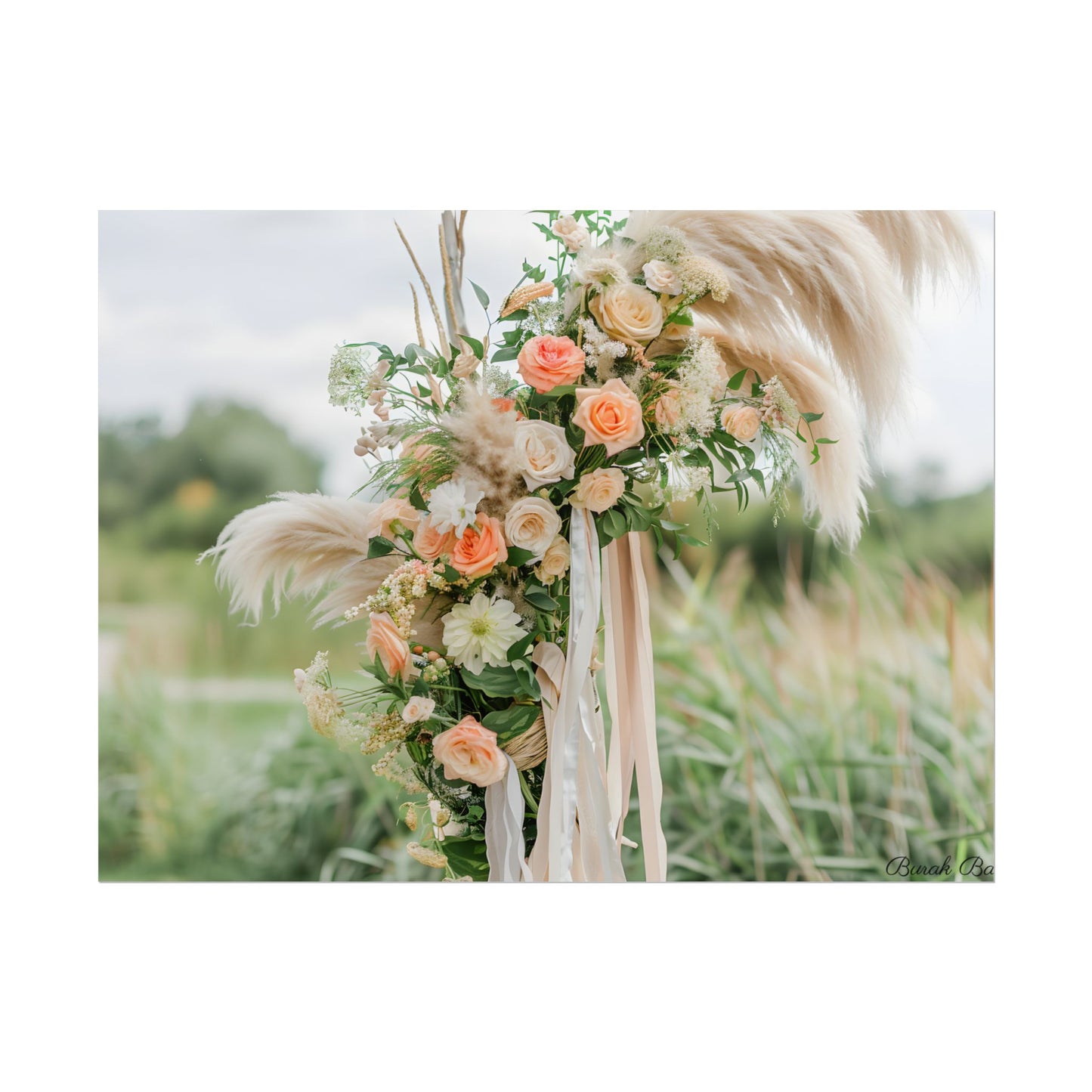 Whimsical Floral Wonders: Vibrant Pampas Garden Art - Poster