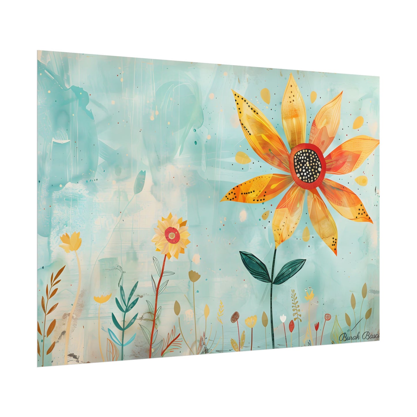 Blooming Growth: Whimsical Flower with Mindset Message Art - Poster