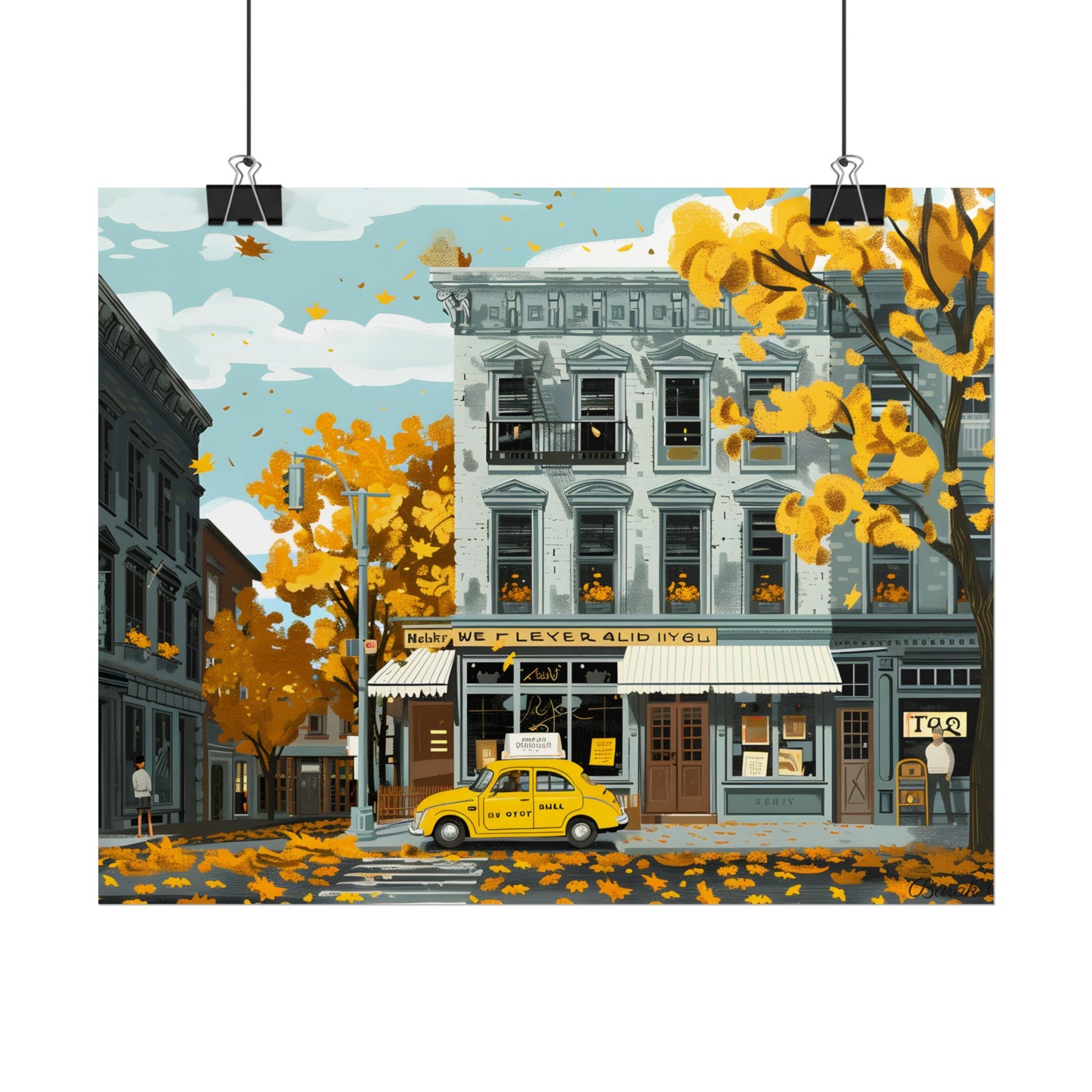Whimsical Yellow Building: Ornate Illustration Artwork - Poster