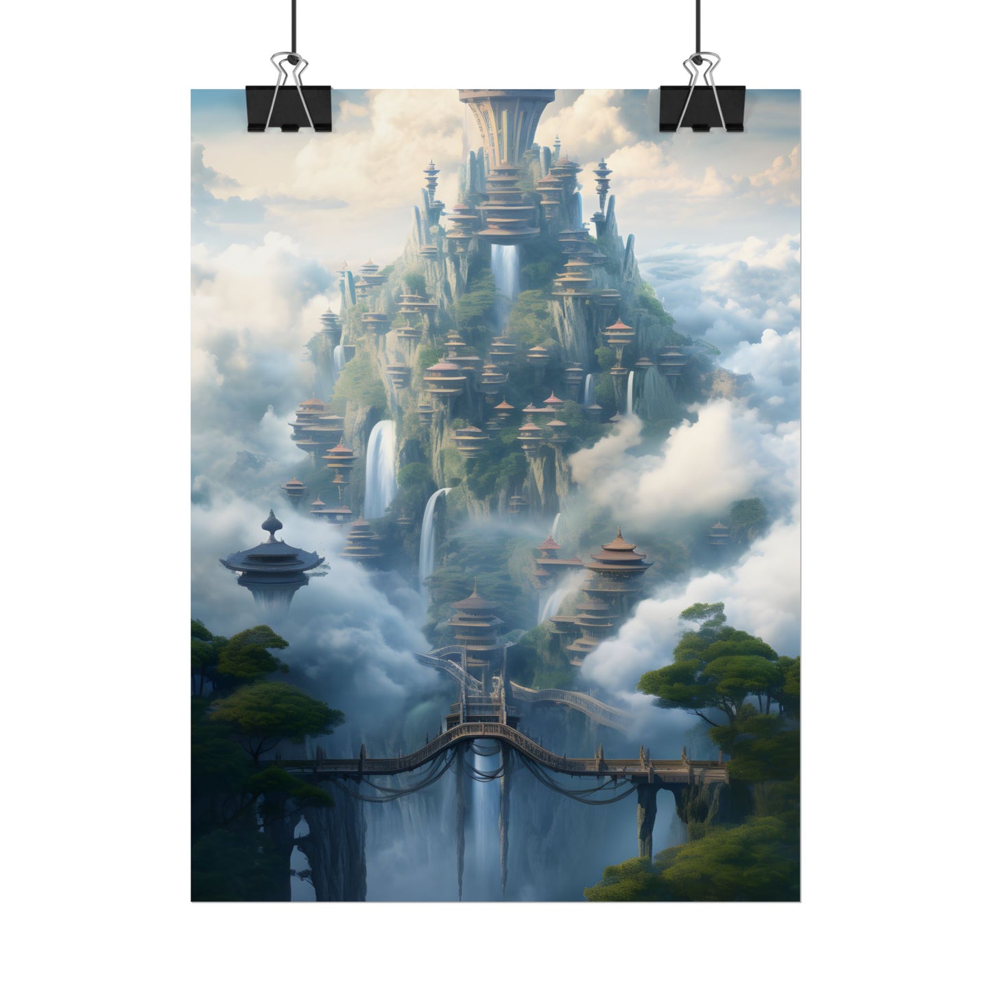 Surreal Floating City: Celestial Fantasy Realm Artwork - Poster