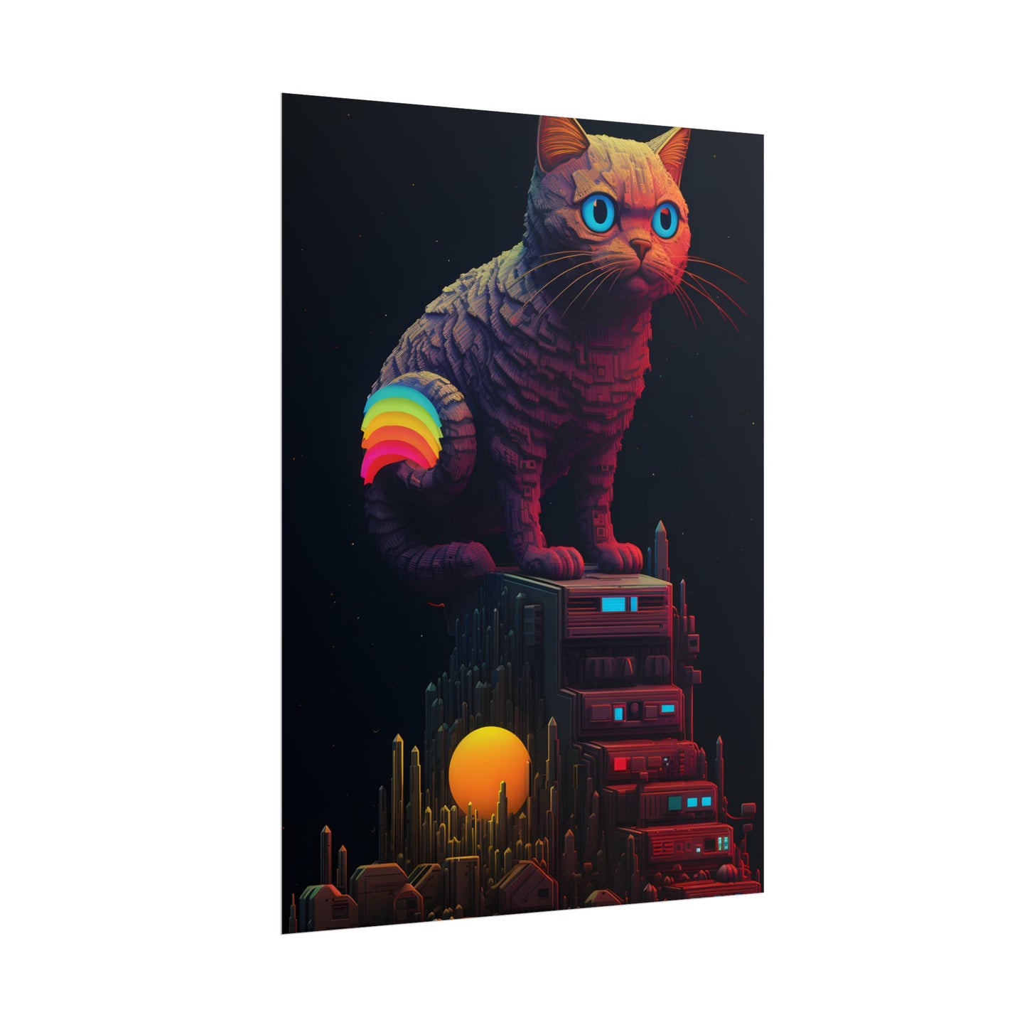 Pixelated Cyber Pets: Futuristic Digital Art - Poster