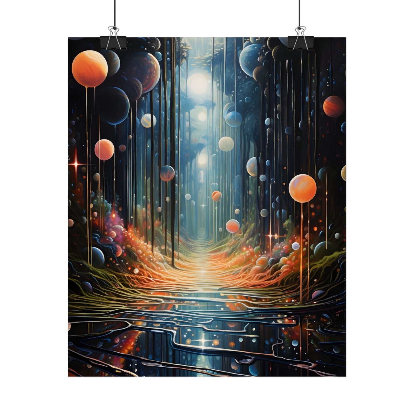 Vibrant Celestial Art Gallery: Otherworldly Landscape - Poster
