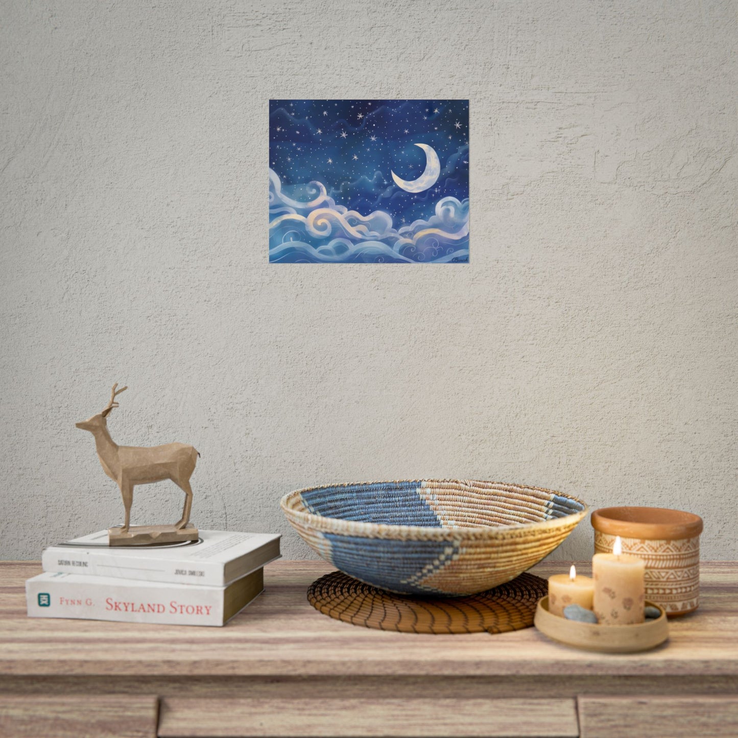 Whimsical Night Sky Dreams: Magical Illustration - Poster