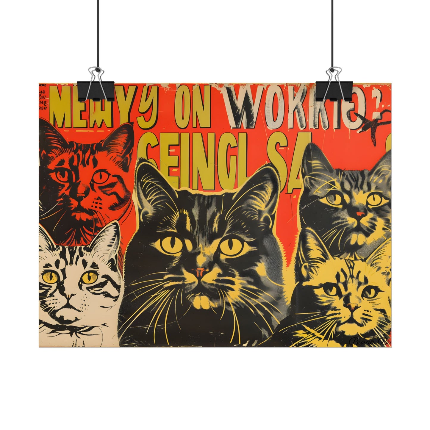 Whisked Away: A Soviet-Inspired Poster Featuring Multiple Feline Friends - Poster