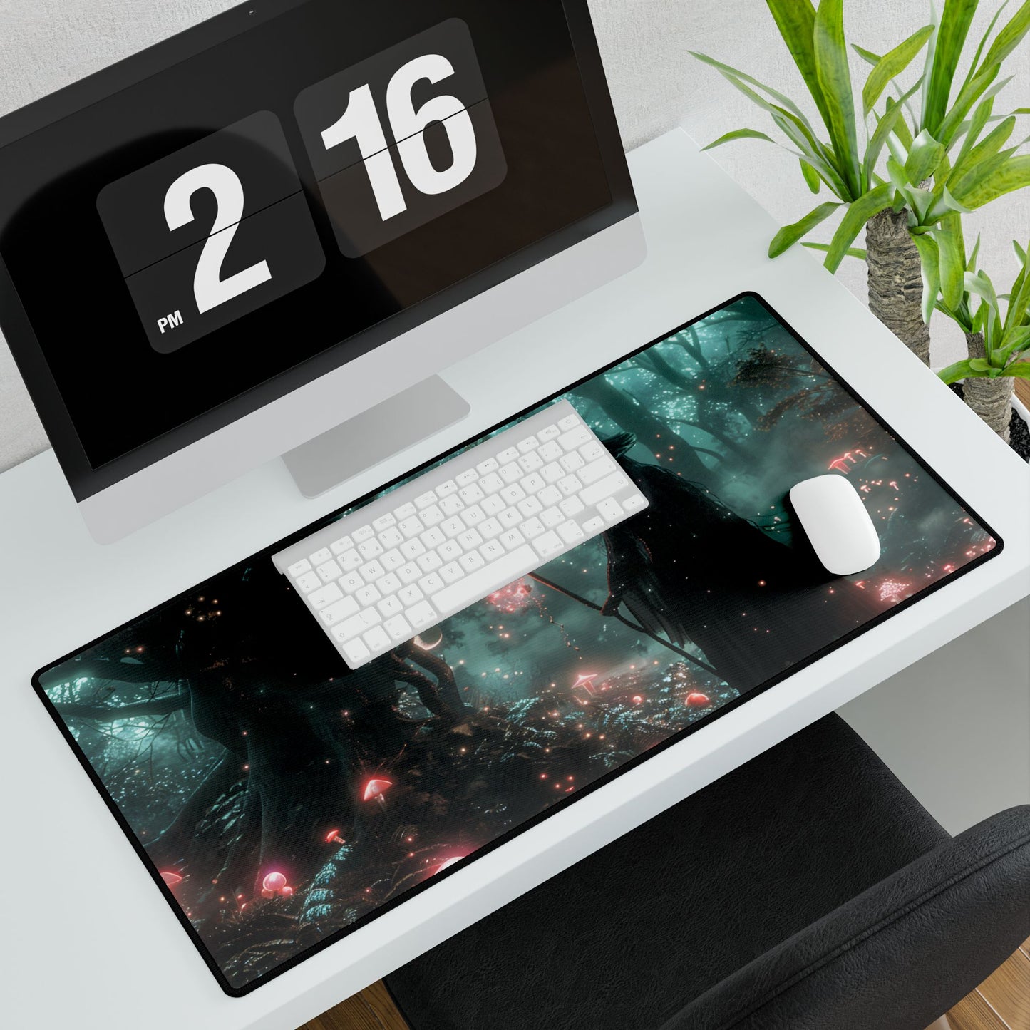 Whispers of Magic in Enchanted Woods: A Mysterious Encounter with the Witch - Desk Mat