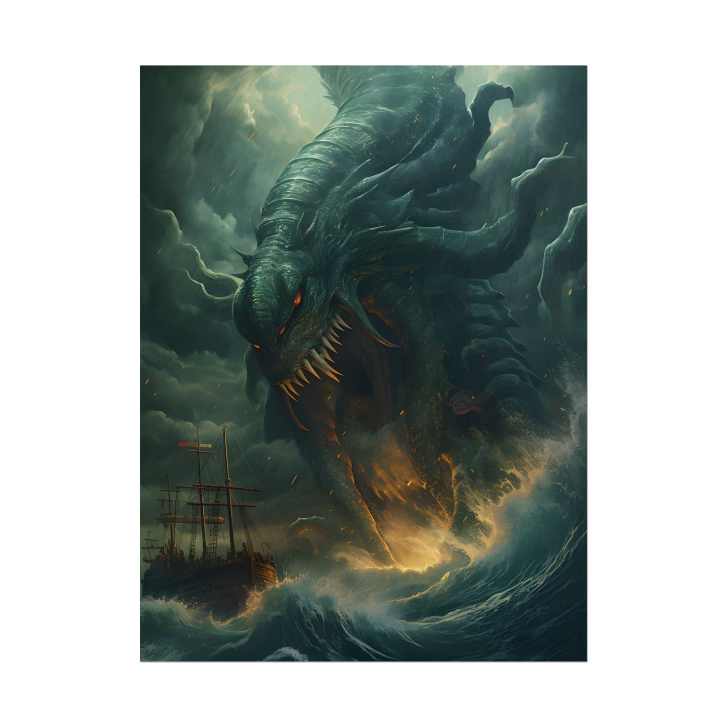 Ancient Sea Monsters: Mythical Marine Reptile Artwork - Poster