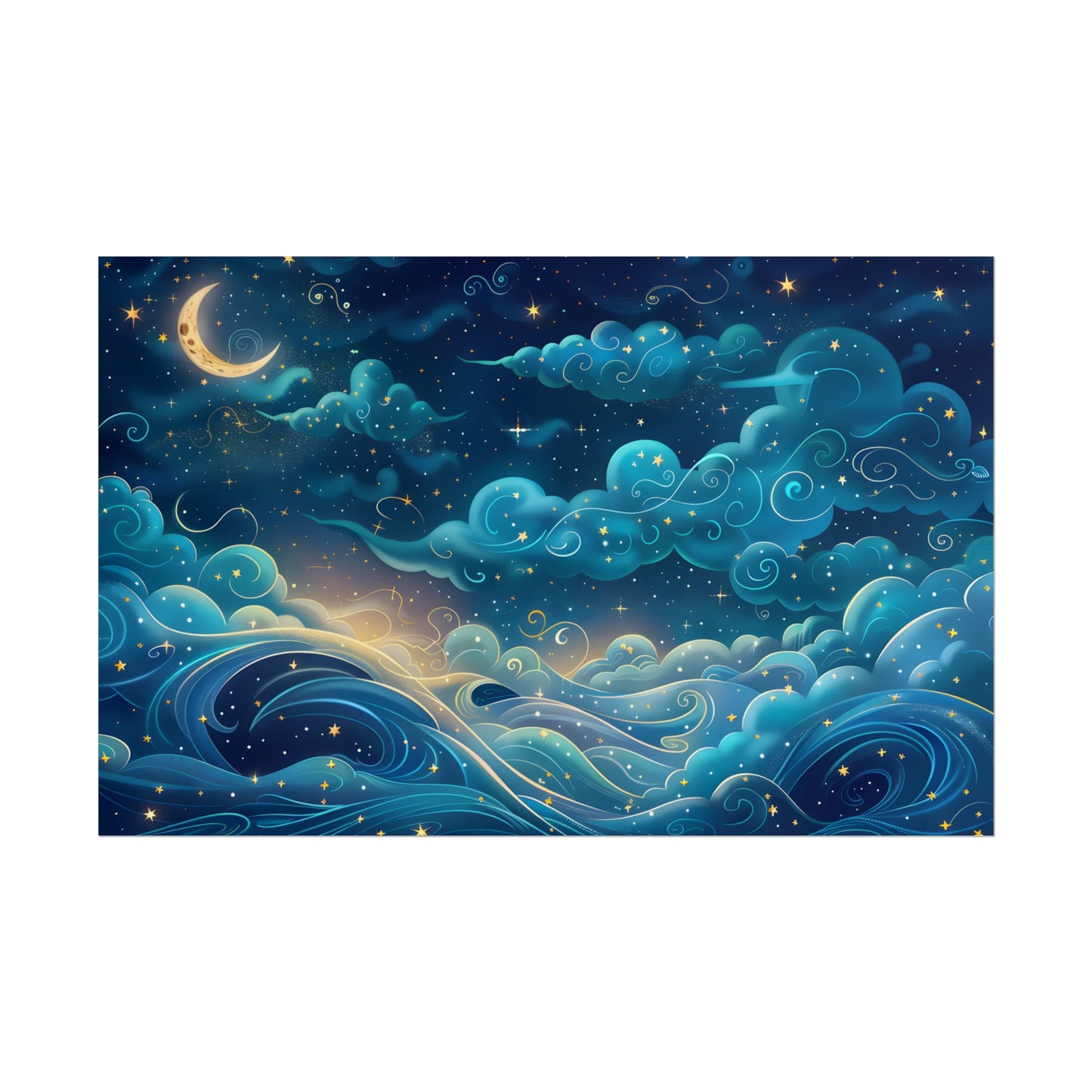 Twinkling Stellar Night Sky: Whimsical Dreamy Artwork - Poster