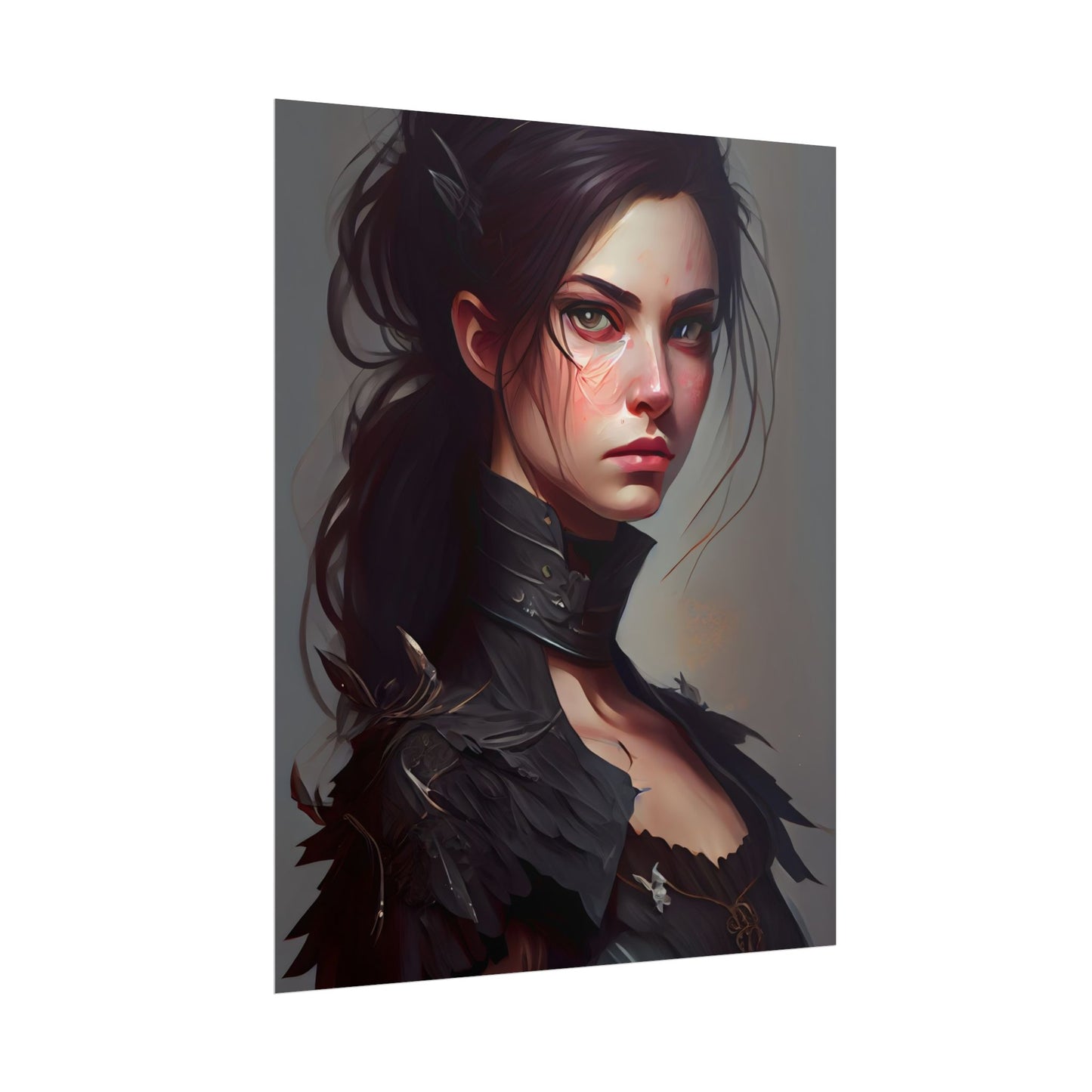 Artistic Female Portrait: Elegant Dress Digital Artwork - Poster