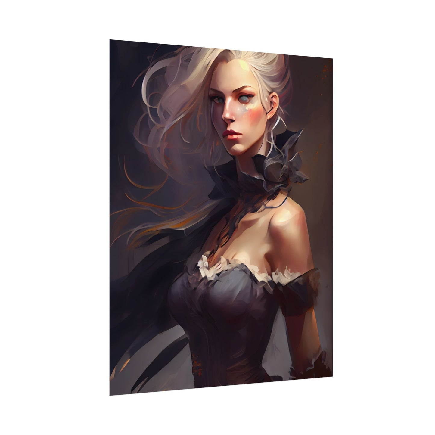 Elegant Blonde Beauty: Whirling Portrait Art - Poster