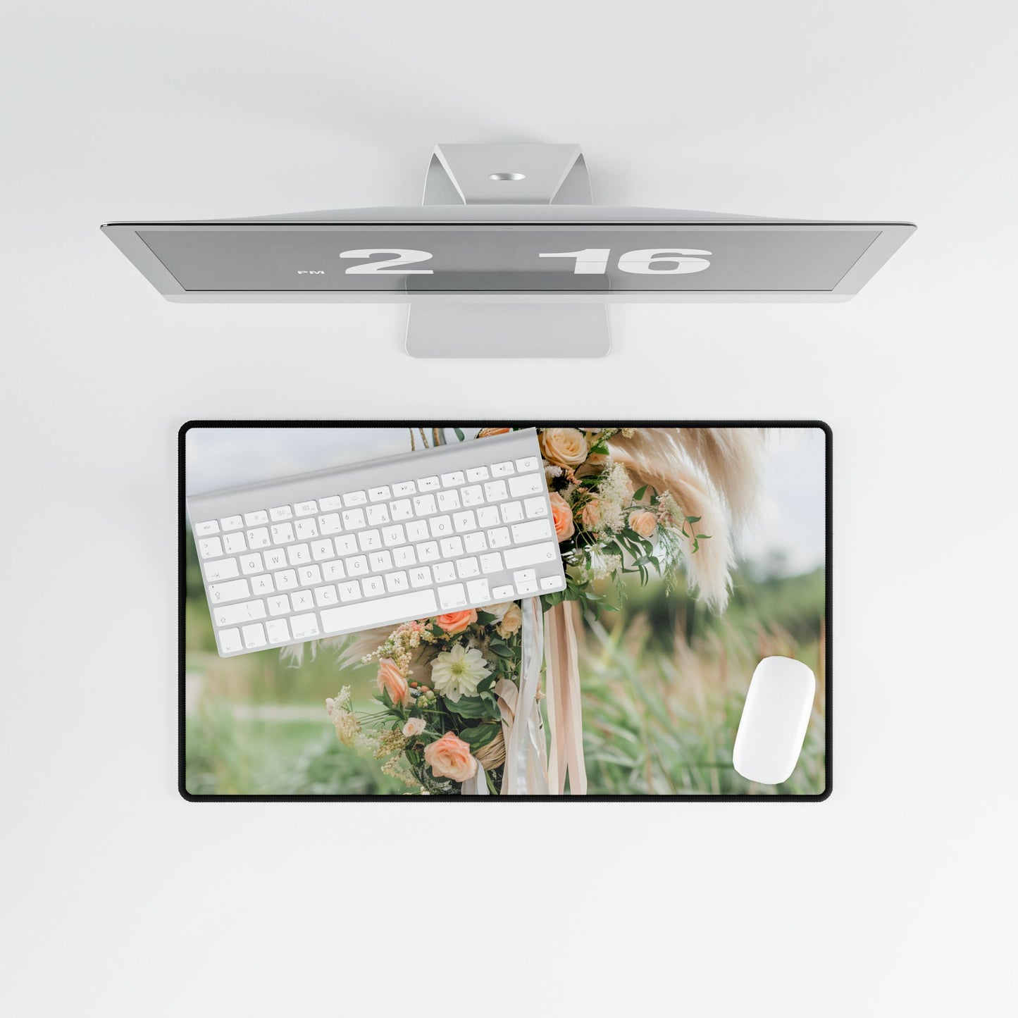 Whimsical Floral Wonders: Vibrant Pampas Garden Art - Desk Mat