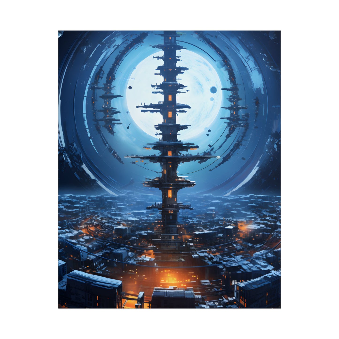 Aetherial Space Station: Low Earth Orbit Digital Art - Poster