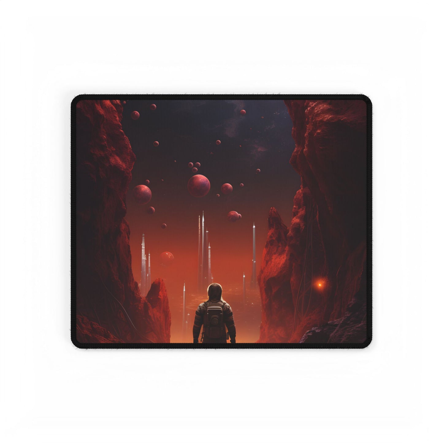 Futuristic Wilderness Explorer: Sci-Fi Space Adventure Art - Desk Mat