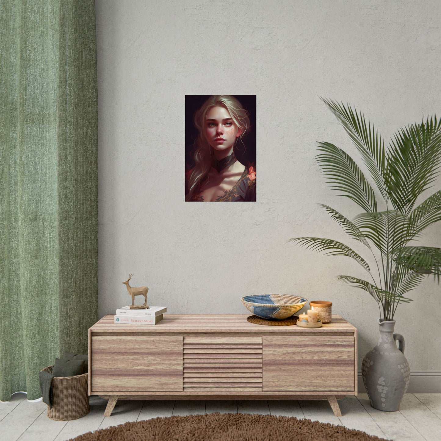 Astonishing Blonde Portrait: Artistic Beauty in Darkness - Poster