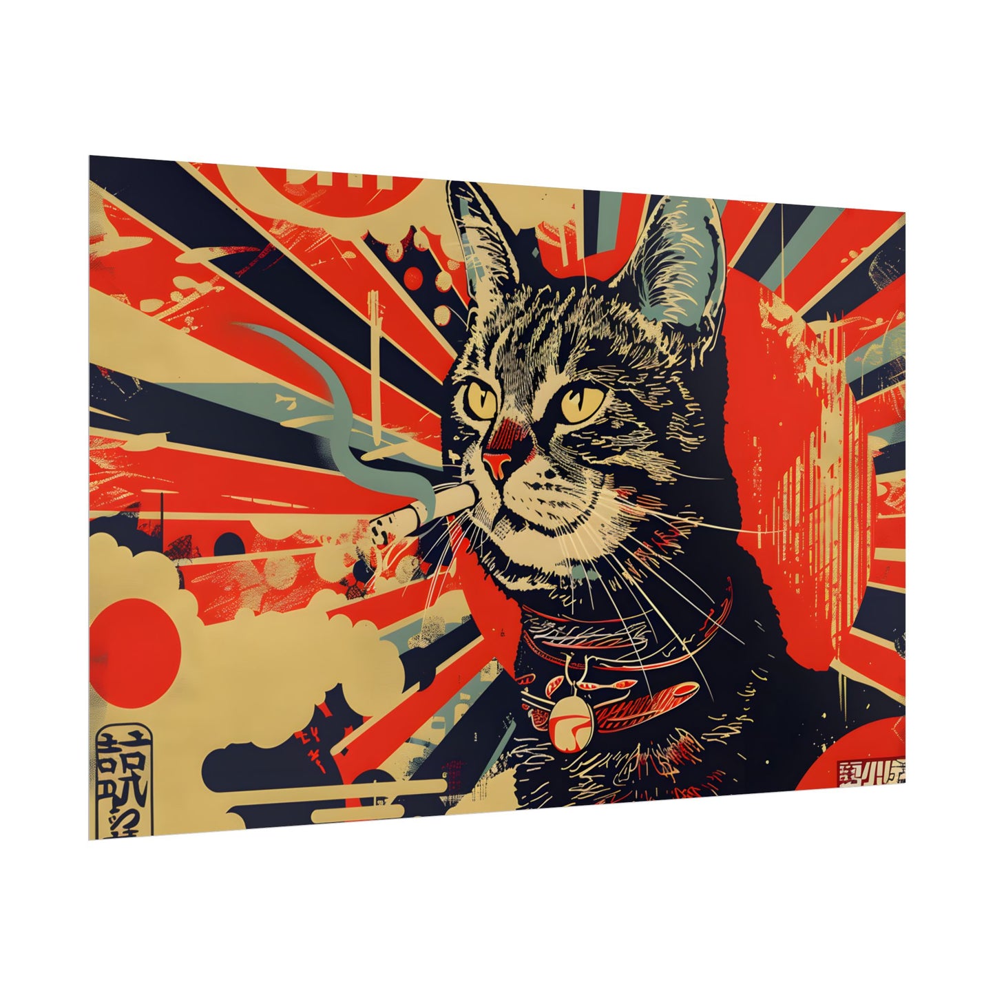 Whimsical Urban Wildlife: Cat Art in a Bolstered Setting - Poster