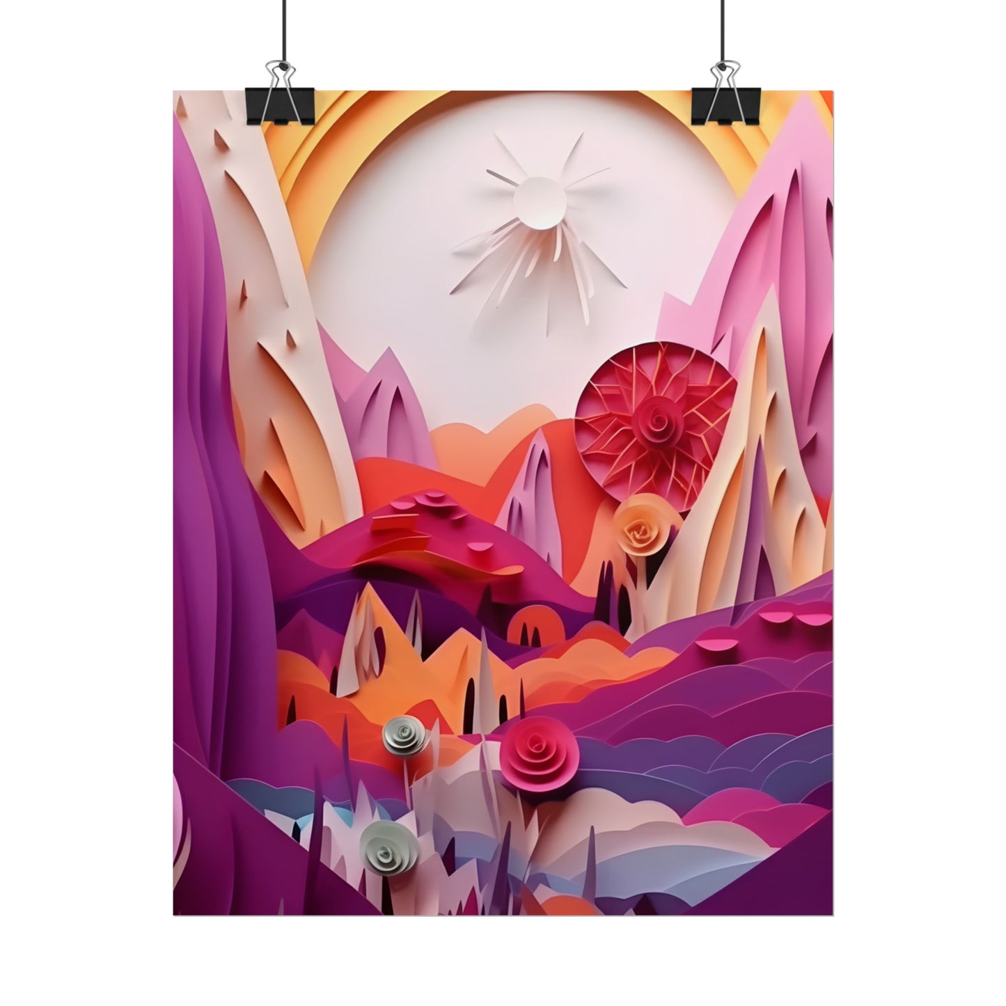 Vibrant Desert Oasis: Portrait Landscape Art Print - Poster