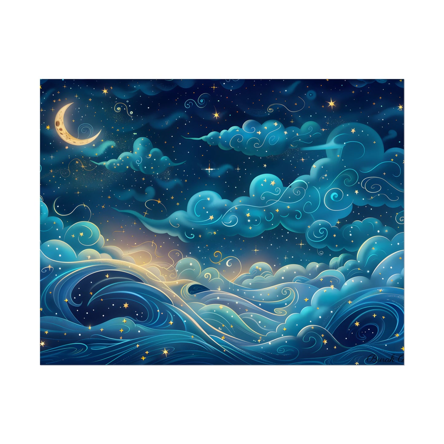 Twinkling Stellar Night Sky: Whimsical Dreamy Artwork - Poster