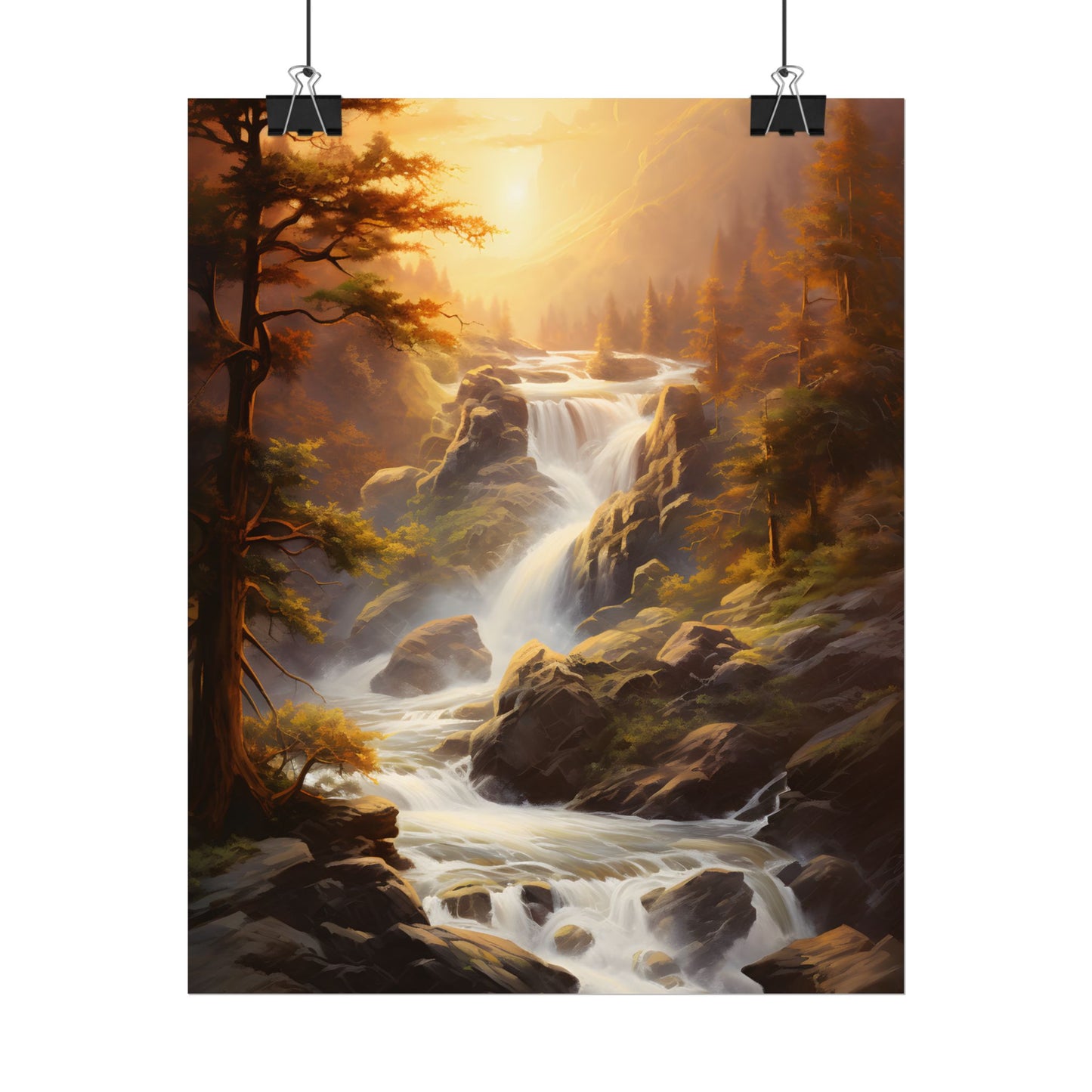 Breathtaking Waterfall: Oil Painting Artwork - Poster