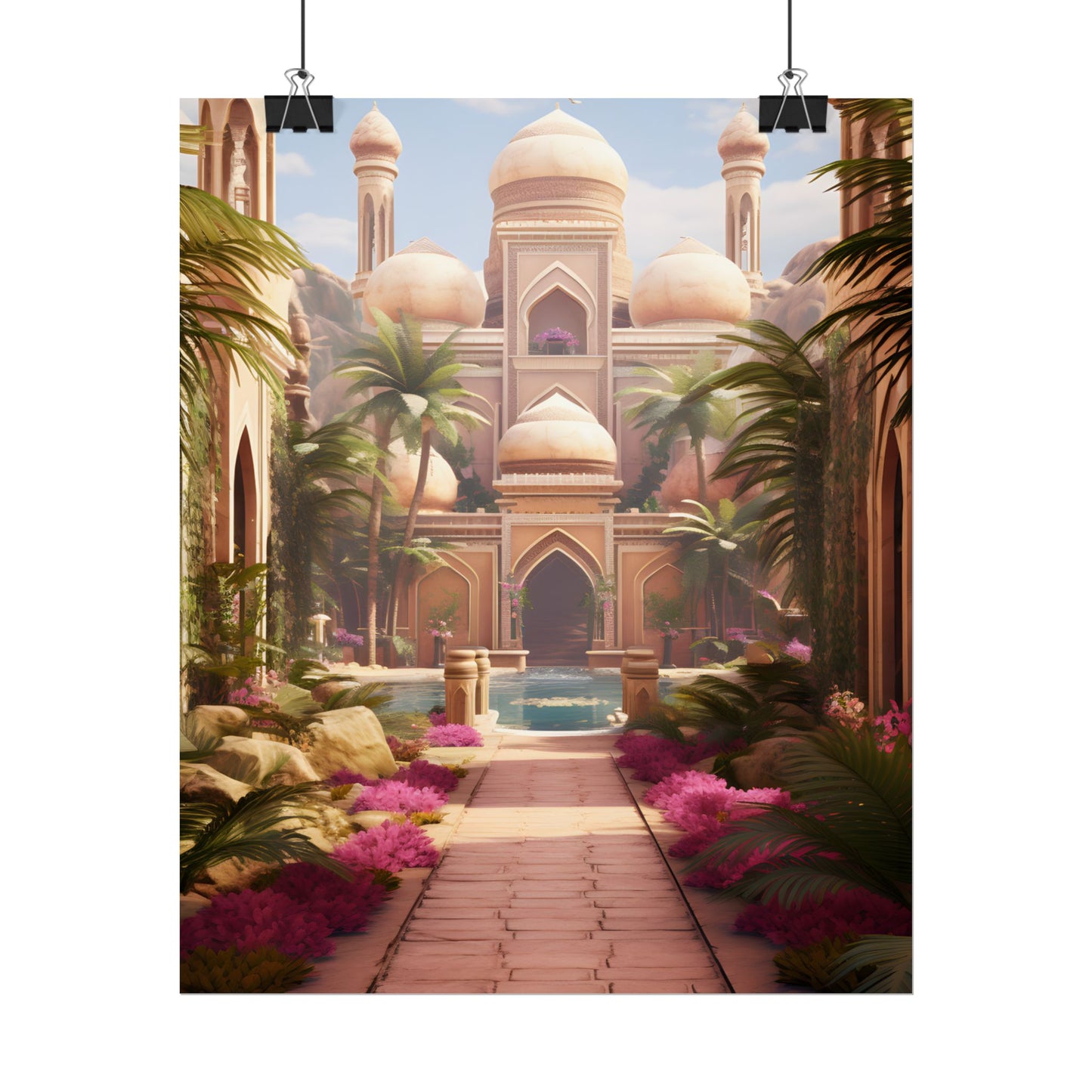 Hidden Arabian Desert Paradise: Serene Oasis Art - Poster