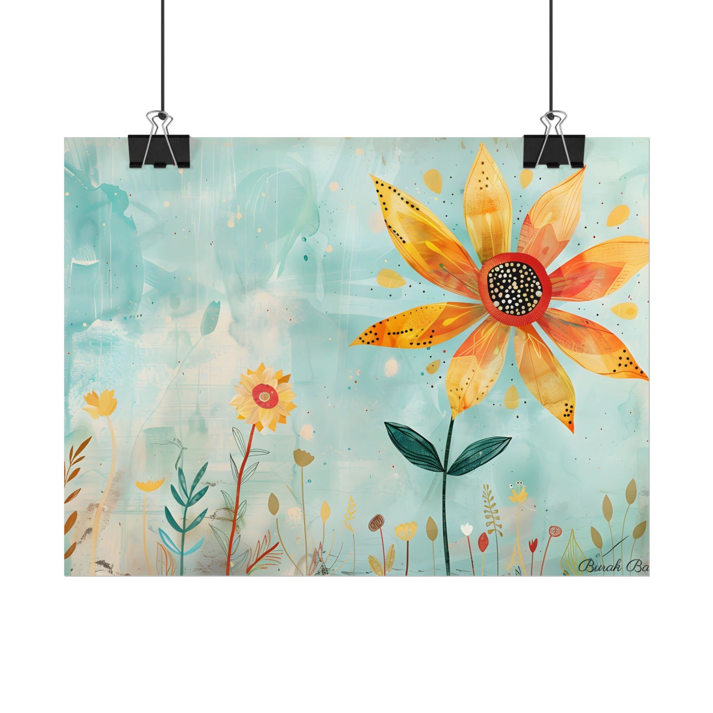 Blooming Growth: Whimsical Flower with Mindset Message Art - Poster