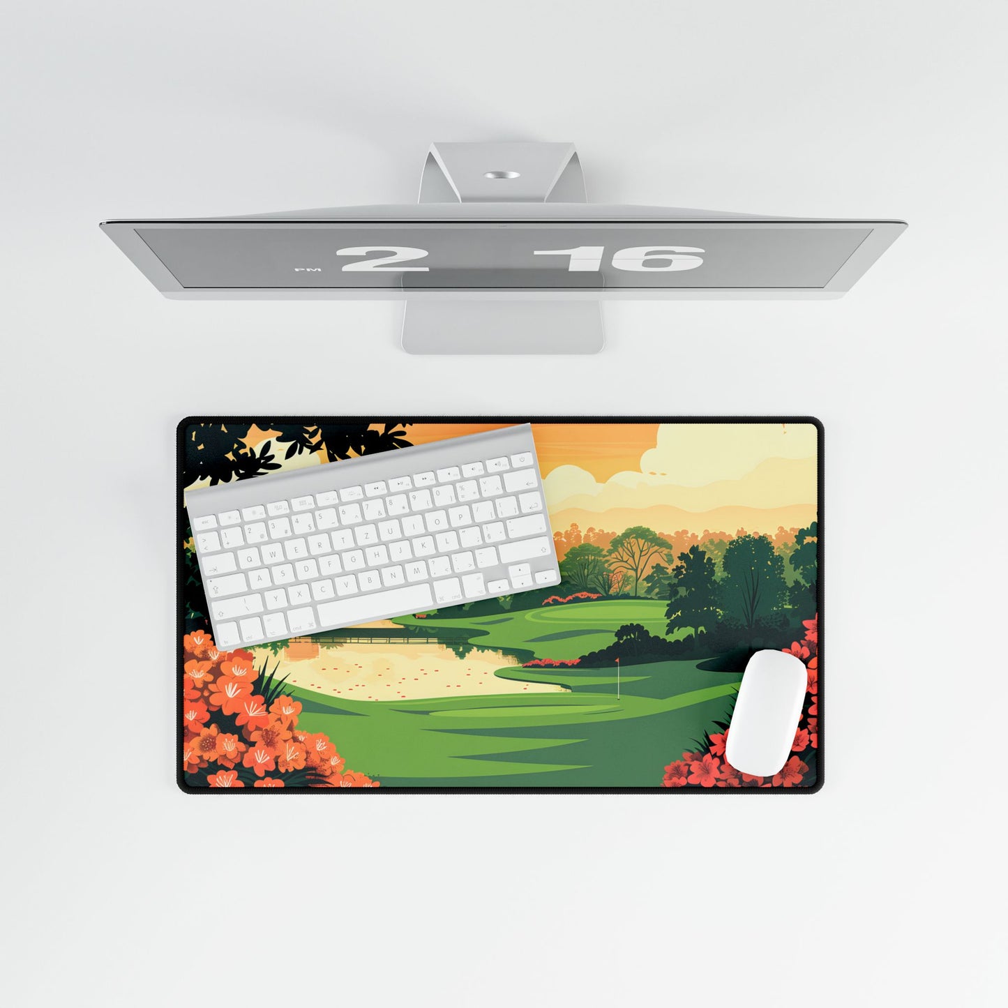 Retro Golf Illustration: Augusta National Georgia - Desk Mat