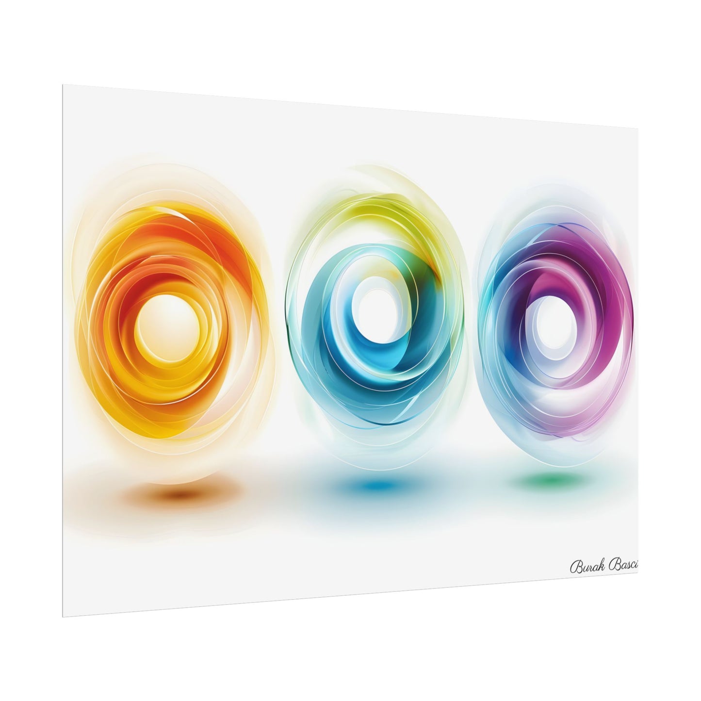 Vibrant Circles: A Dynamic Artwork of Swirling Colors - Poster