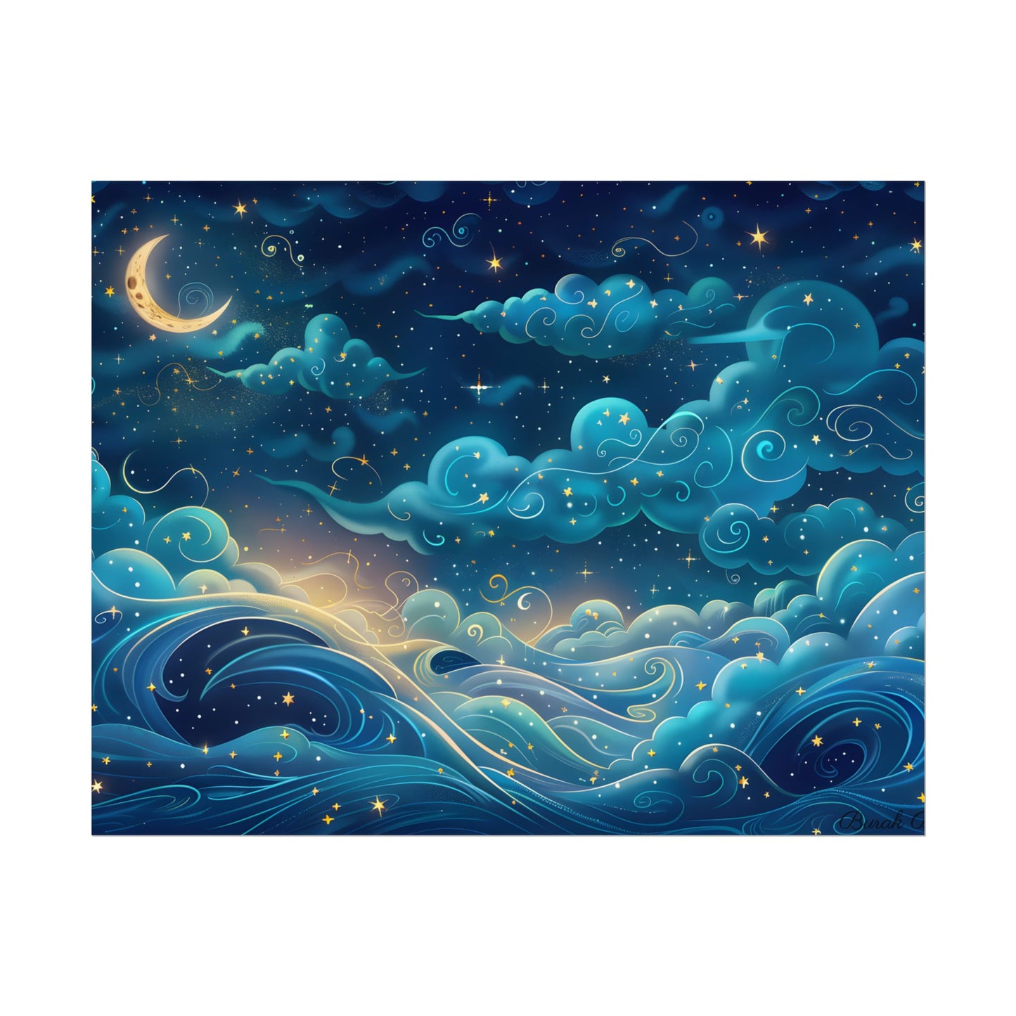 Twinkling Stellar Night Sky: Whimsical Dreamy Artwork - Poster