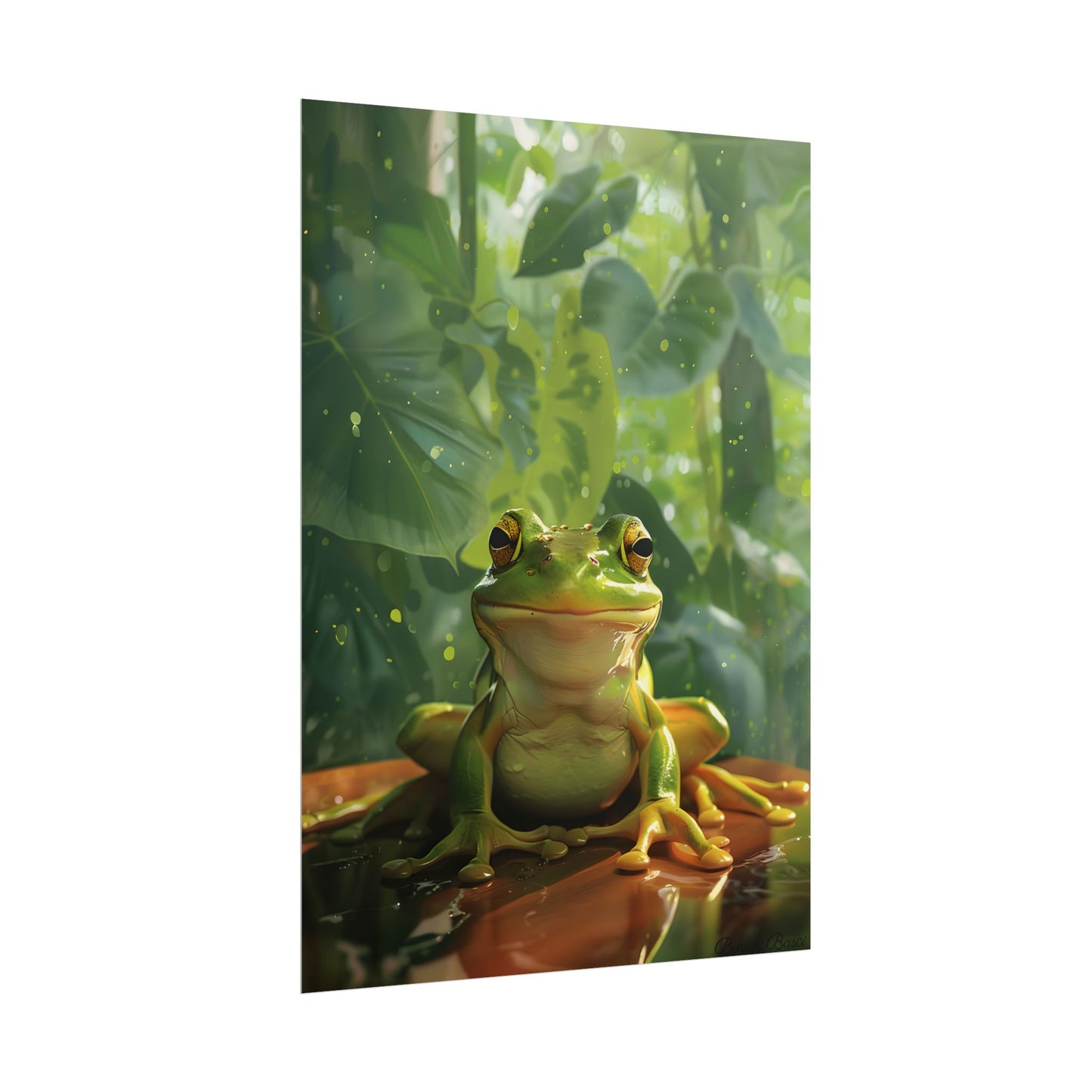 Whimsical Frog Oasis: A Peaceful Lily Pad Scene - Poster