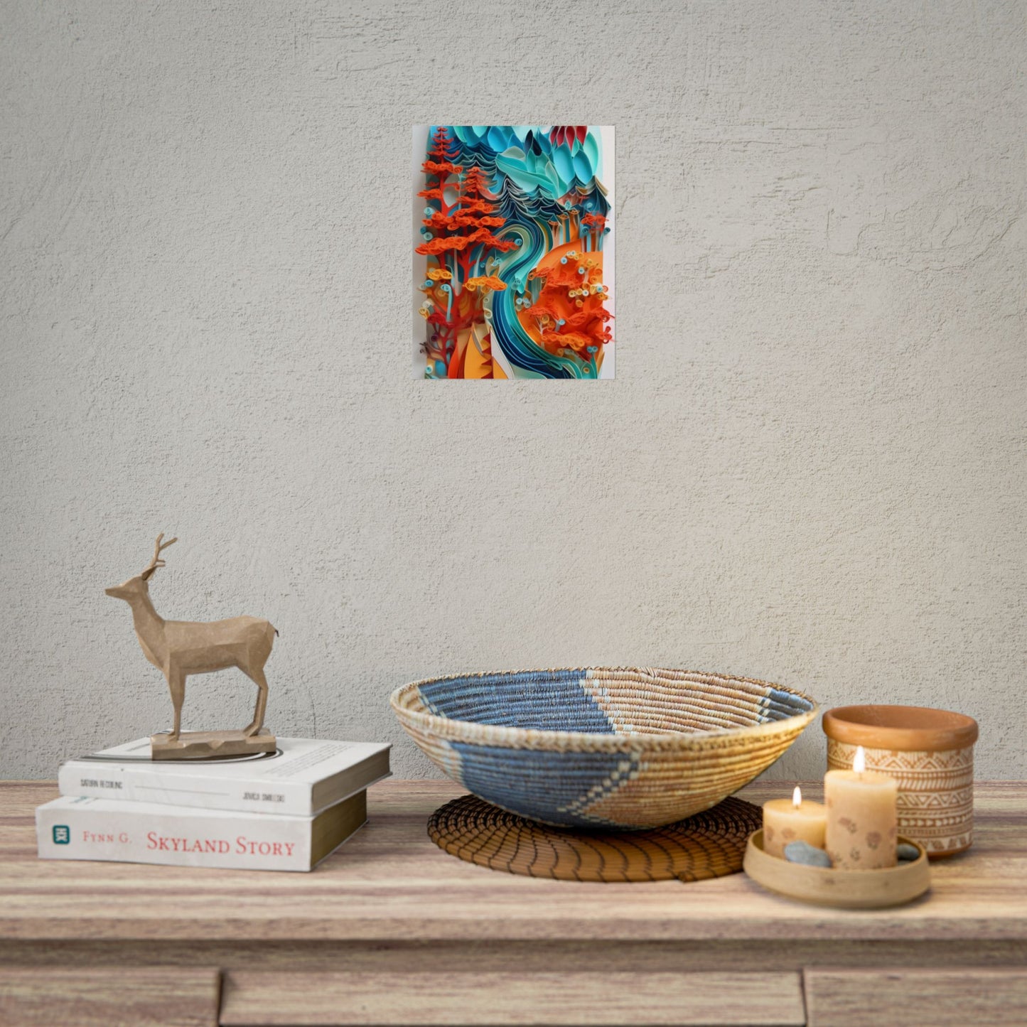 Paper Quilling Island Oasis: Realistic Art Piece - Poster