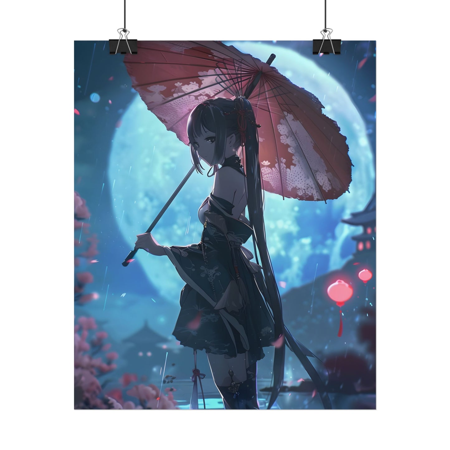 Anime Winter Girl: Gentle Snow Scene Art - Poster