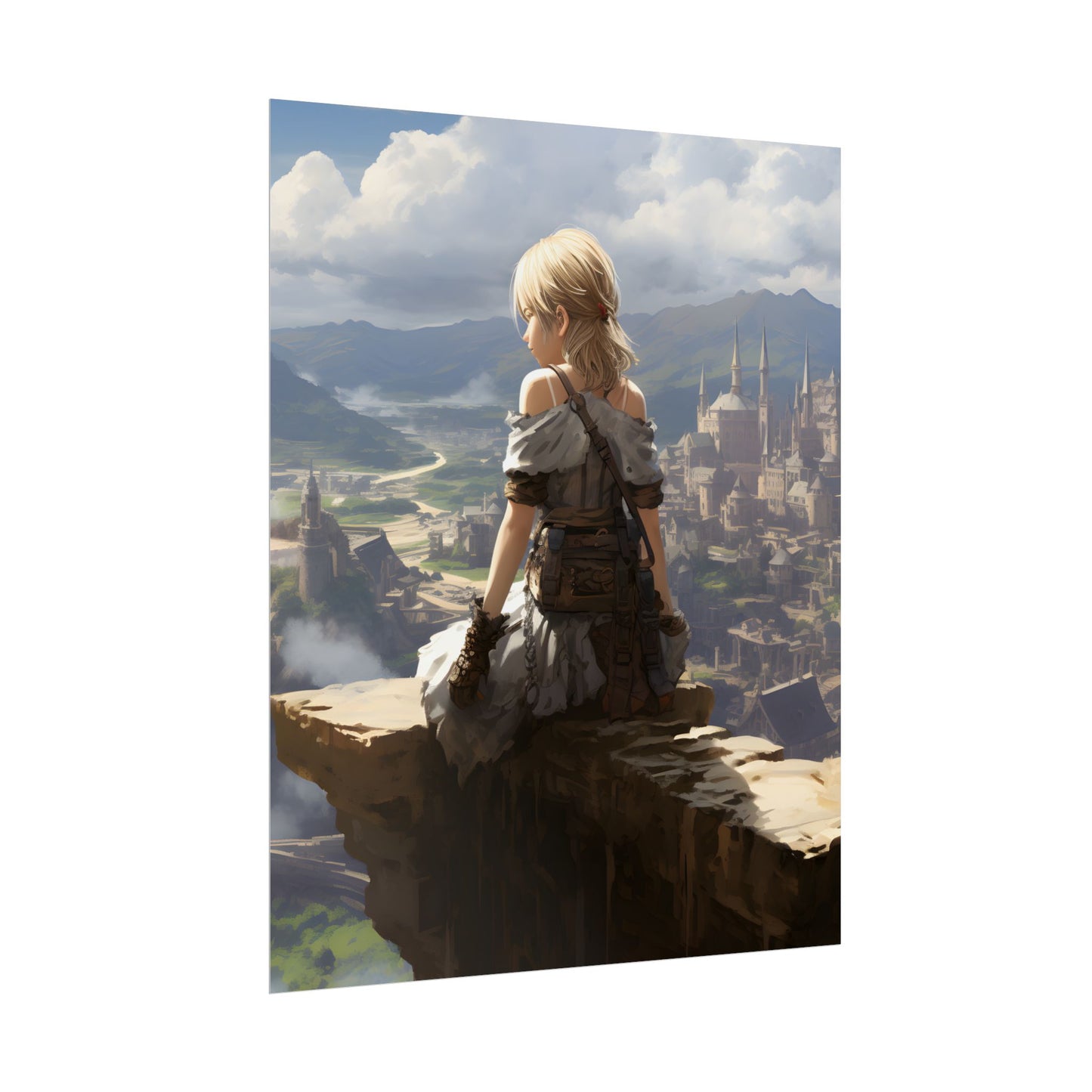 Anime Dreams: Flying Blonde Digital Artwork - Poster