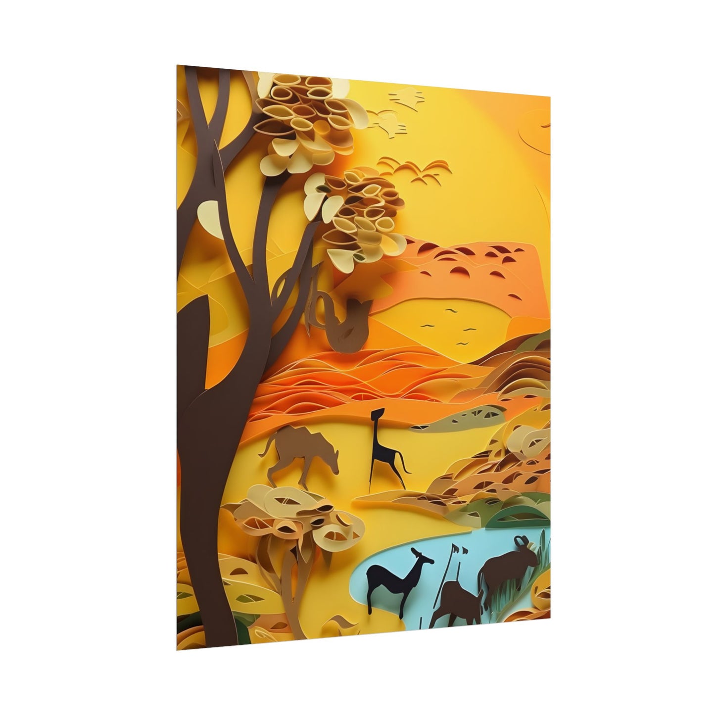 Vibrant African Landscape: Paper Quilling Art - Poster