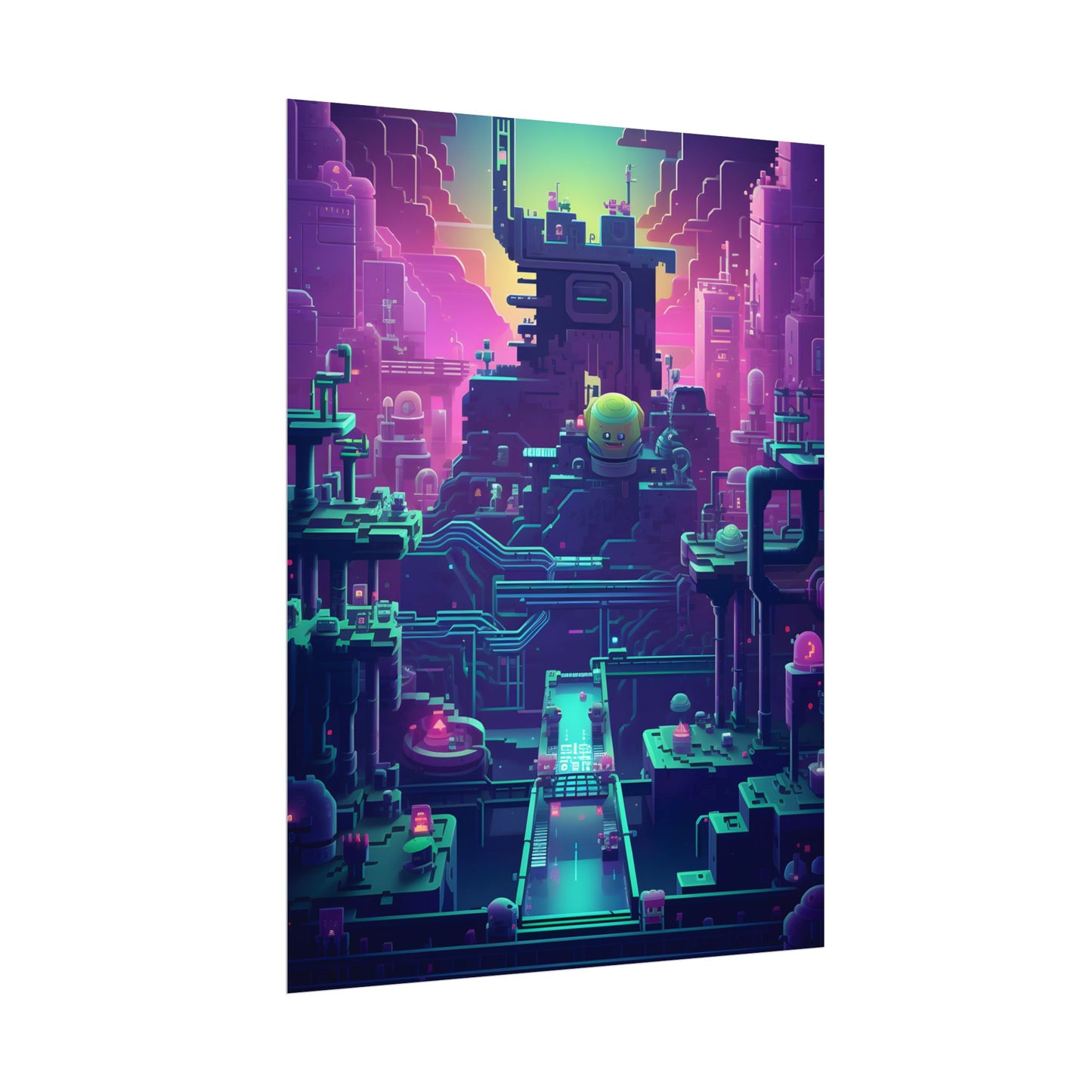 Vibrant Cyber-Pets: Gamified Pixelated Digital Art - Poster