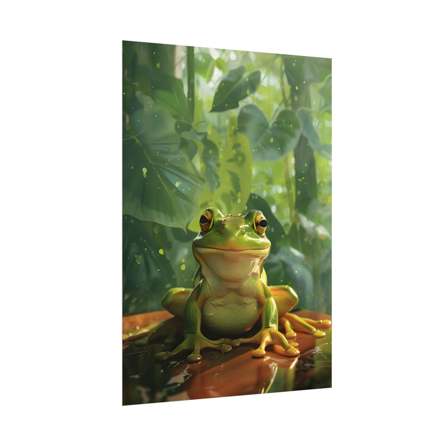 Whimsical Frog Oasis: A Peaceful Lily Pad Scene - Poster