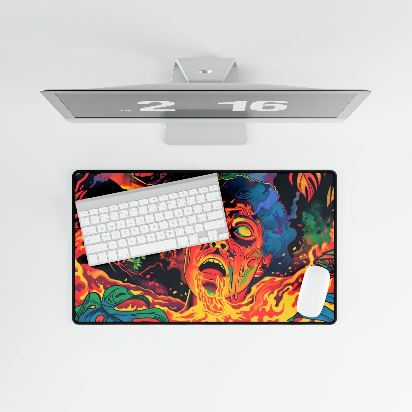 Whimsical Reading Moment: Cartoonish Illustration - Desk Mat