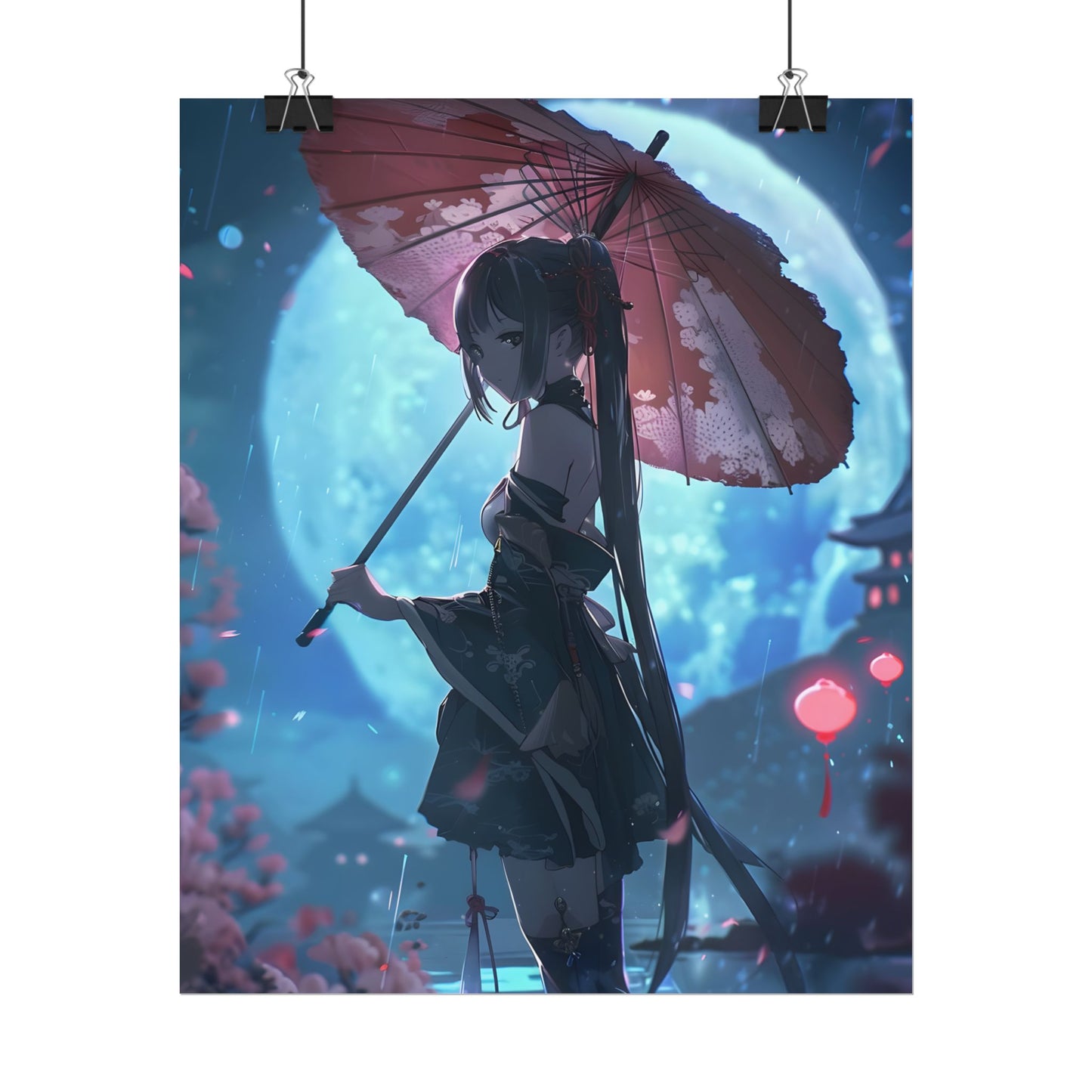 Anime Winter Girl: Gentle Snow Scene Art - Poster
