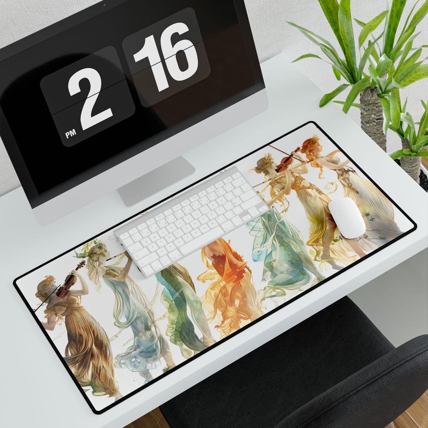 Ethereal Greek Goddesses: Serene Stylized Art - Desk Mat
