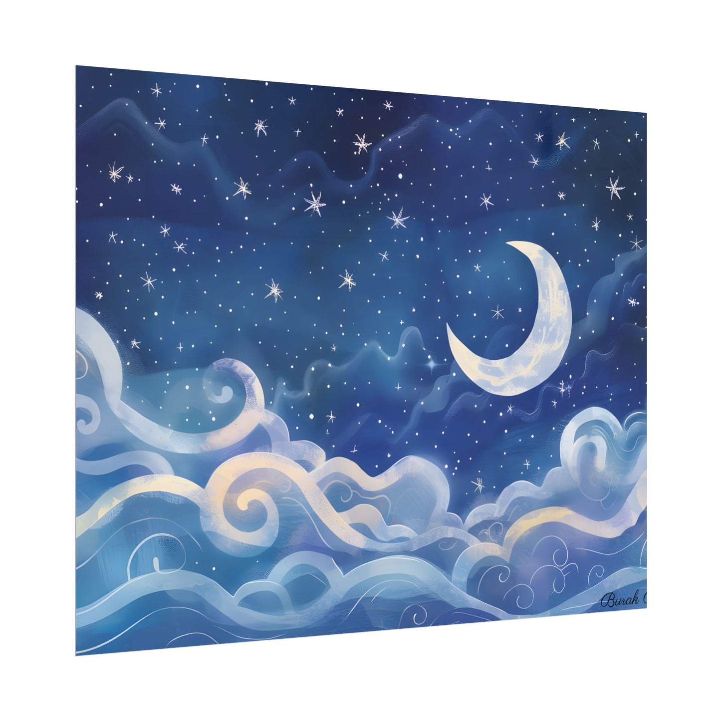 Whimsical Night Sky Dreams: Magical Illustration - Poster
