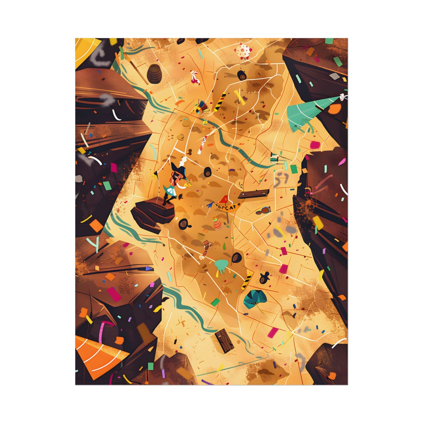Whimsical Illustration: Classic Facial Features - Poster