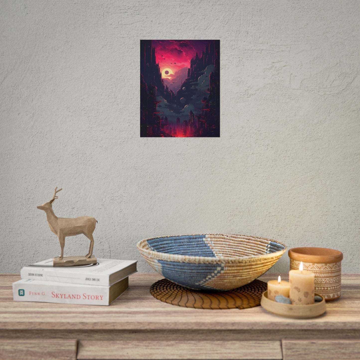 Cyberpunk Cityscape: Burning Nighttime Landscape Digital Art - Poster