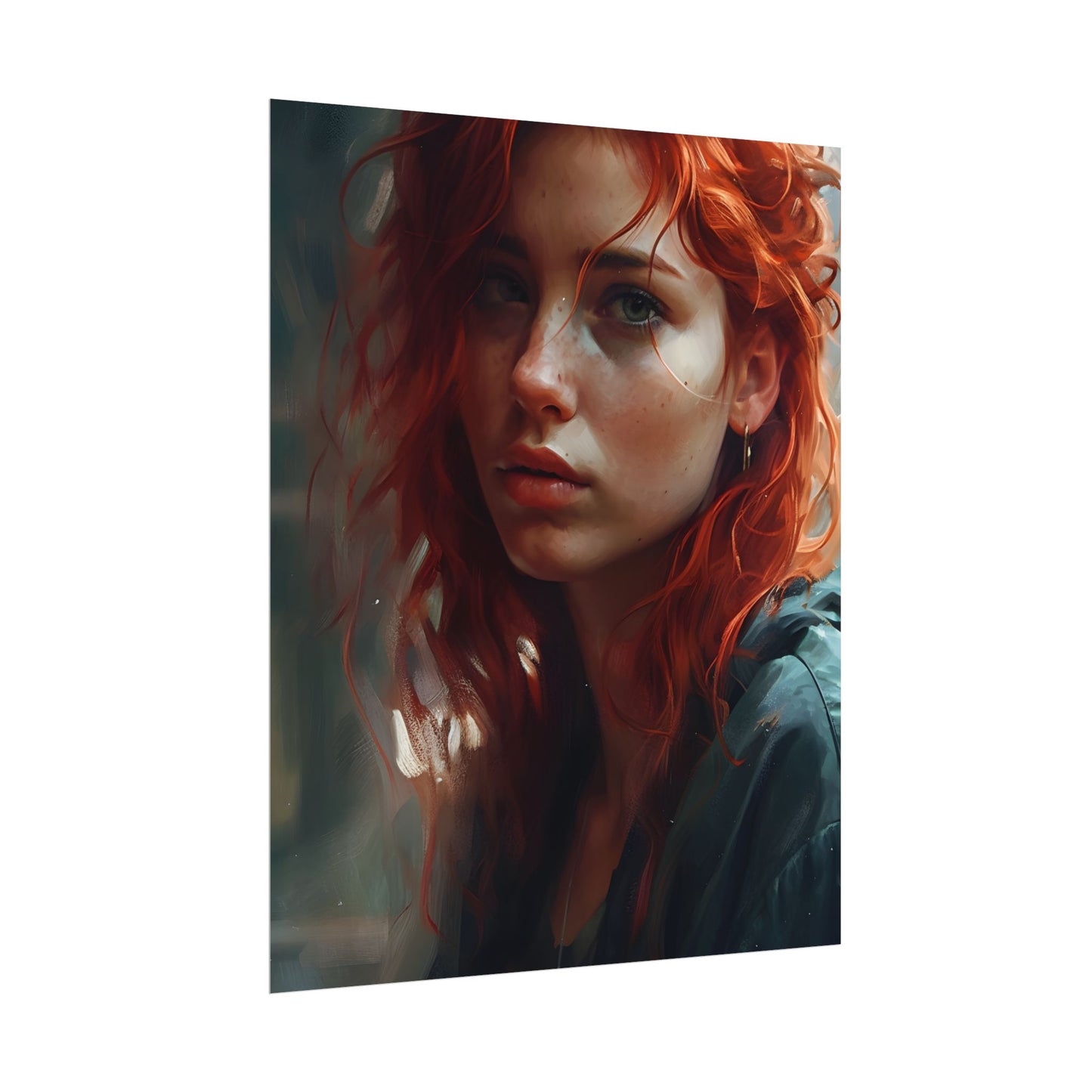 Astonishing Redhead Portrait: Realistic Artwork - Poster