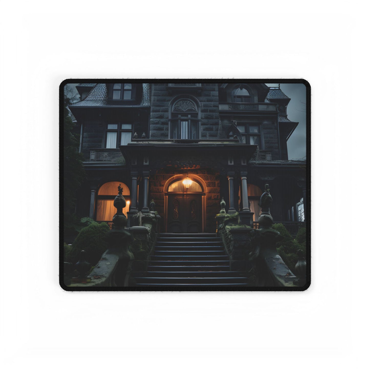 Victorian Haunted Estate: Dark Atmospheric Artwork - Desk Mat